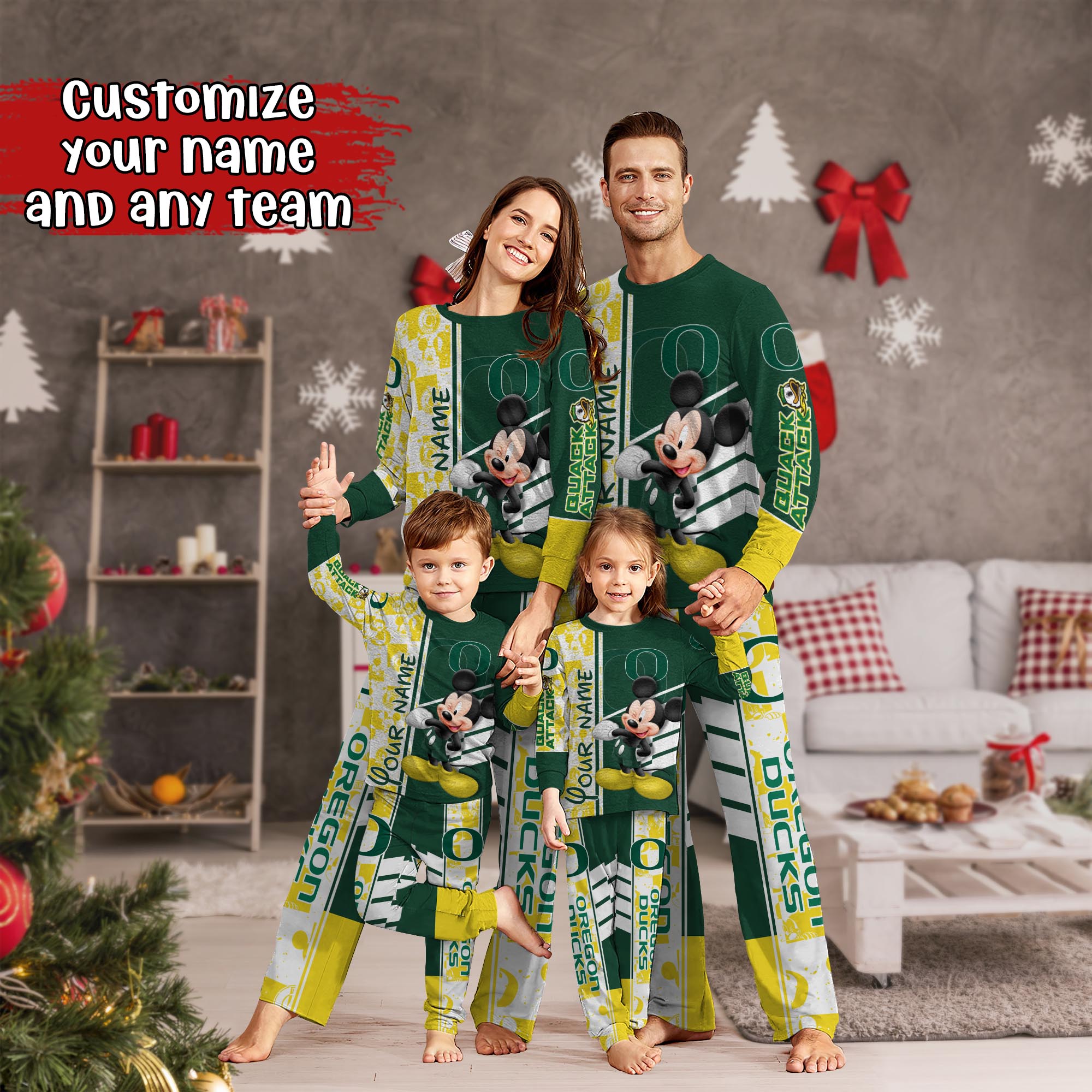 Oregon Ducks MK Pajamas For Family, Custom Sports PJ For Children And Parents NA44875