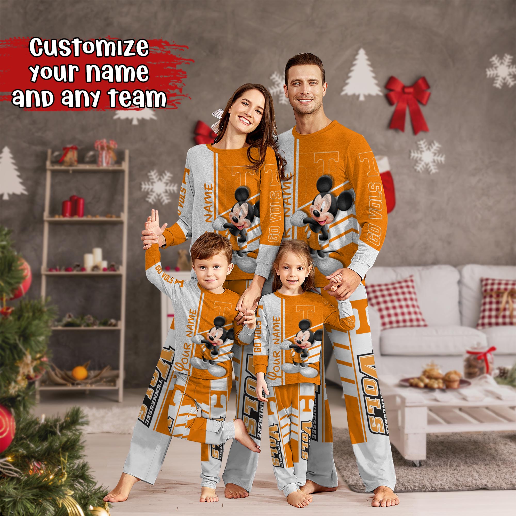 Tennessee Volunteers MK Pajamas For Family, Custom Sports PJ For Children And Parents NA44875