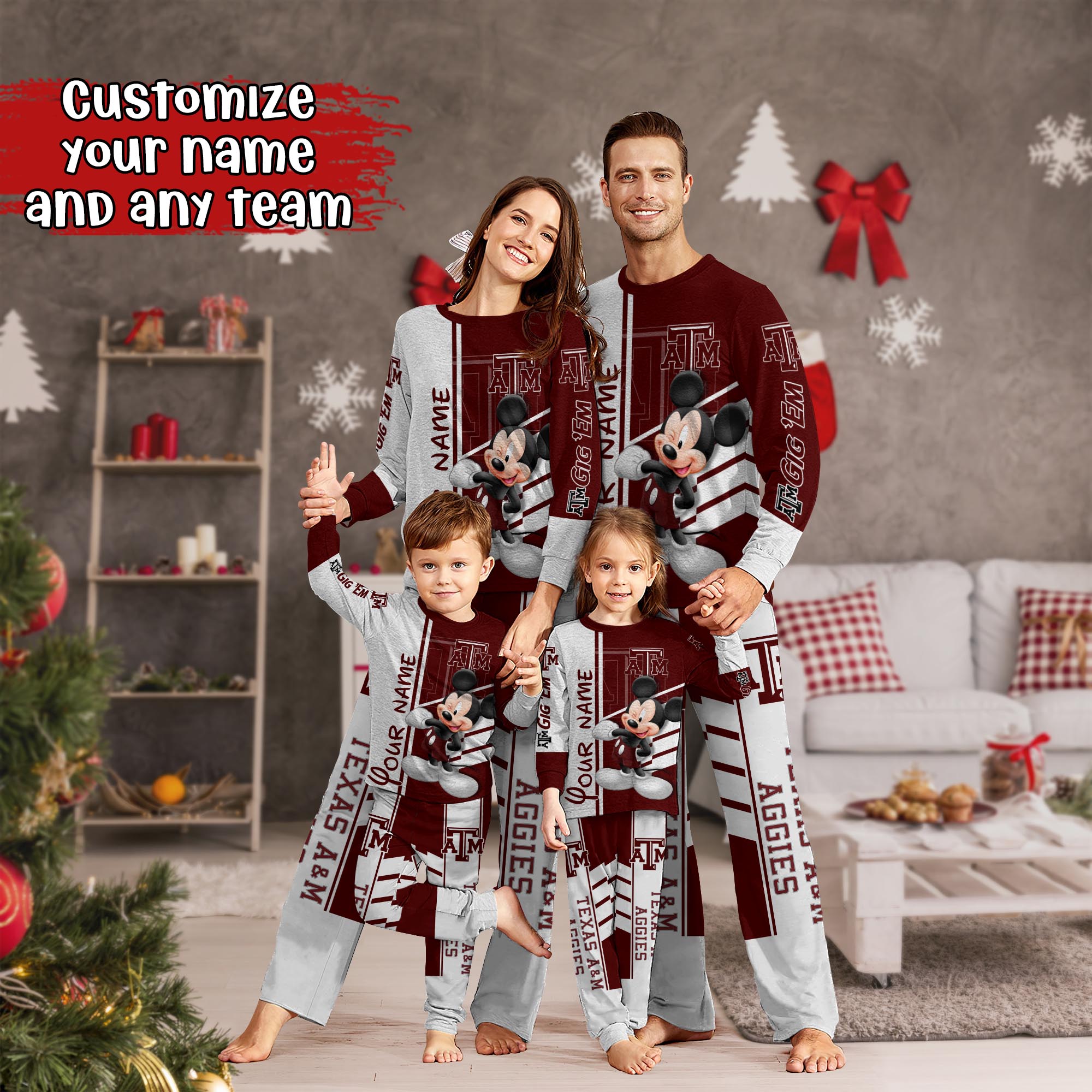 Texas A&M Aggies MK Pajamas For Family, Custom Sports PJ For Children And Parents NA44875