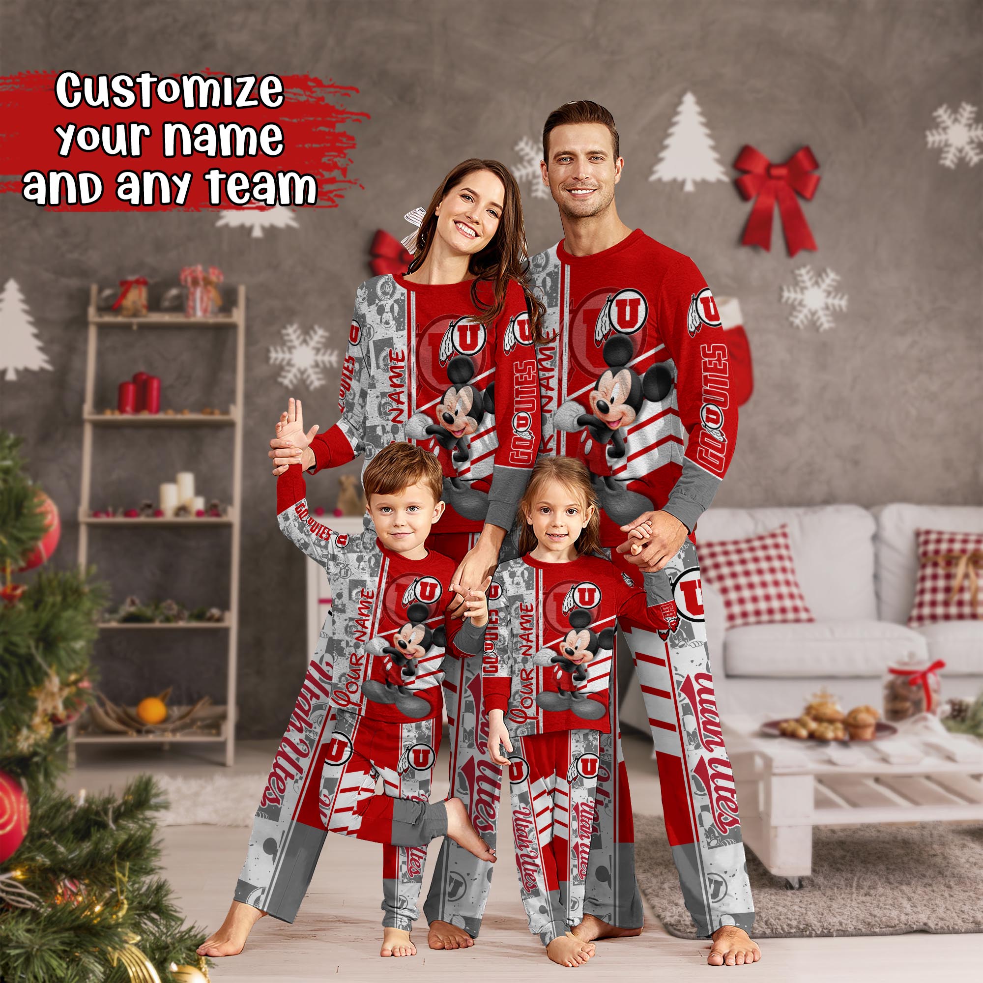 Utah Utes MK Pajamas For Family, Custom Sports PJ For Children And Parents NA44875