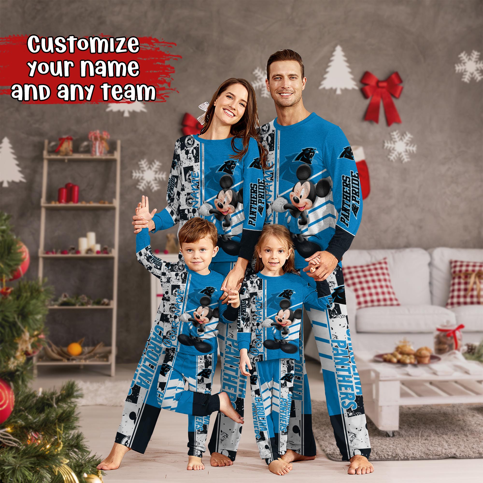 Carolina Panthers MK Pajamas For Family, Custom Sports PJ For Children And Parents NA44875