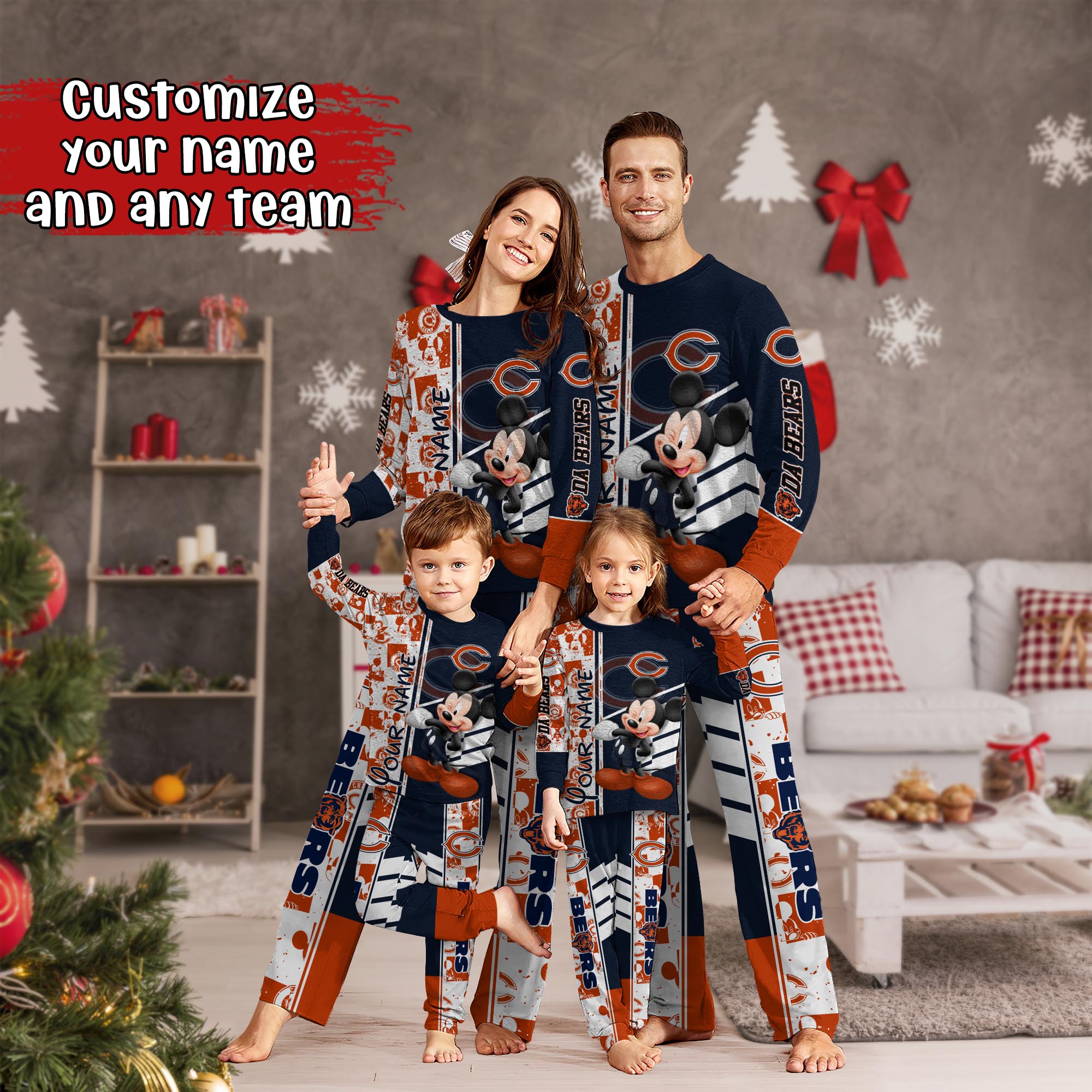 Chicago Bears MK Pajamas For Family, Custom Sports PJ For Children And Parents NA44875