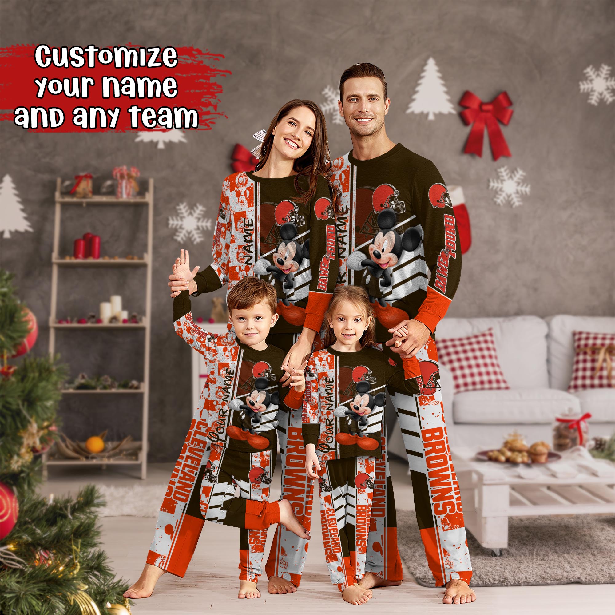 Cleveland Browns MK Pajamas For Family, Custom Sports PJ For Children And Parents NA44875