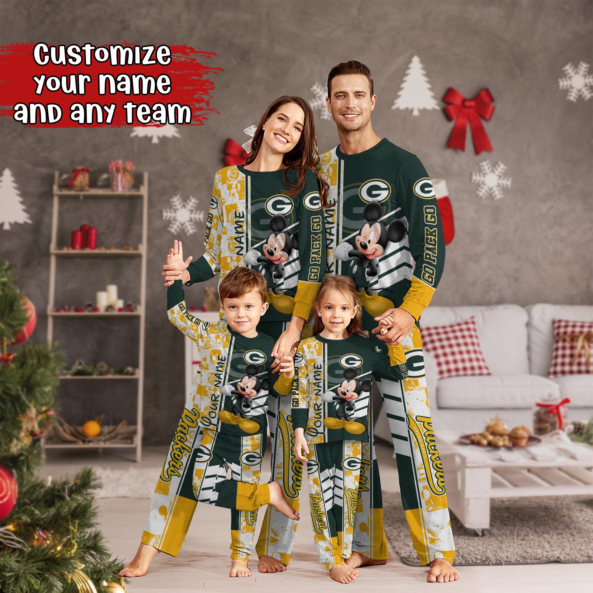 Green Bay Packers MK Pajamas For Family, Custom Sports PJ For Children And Parents NA44875