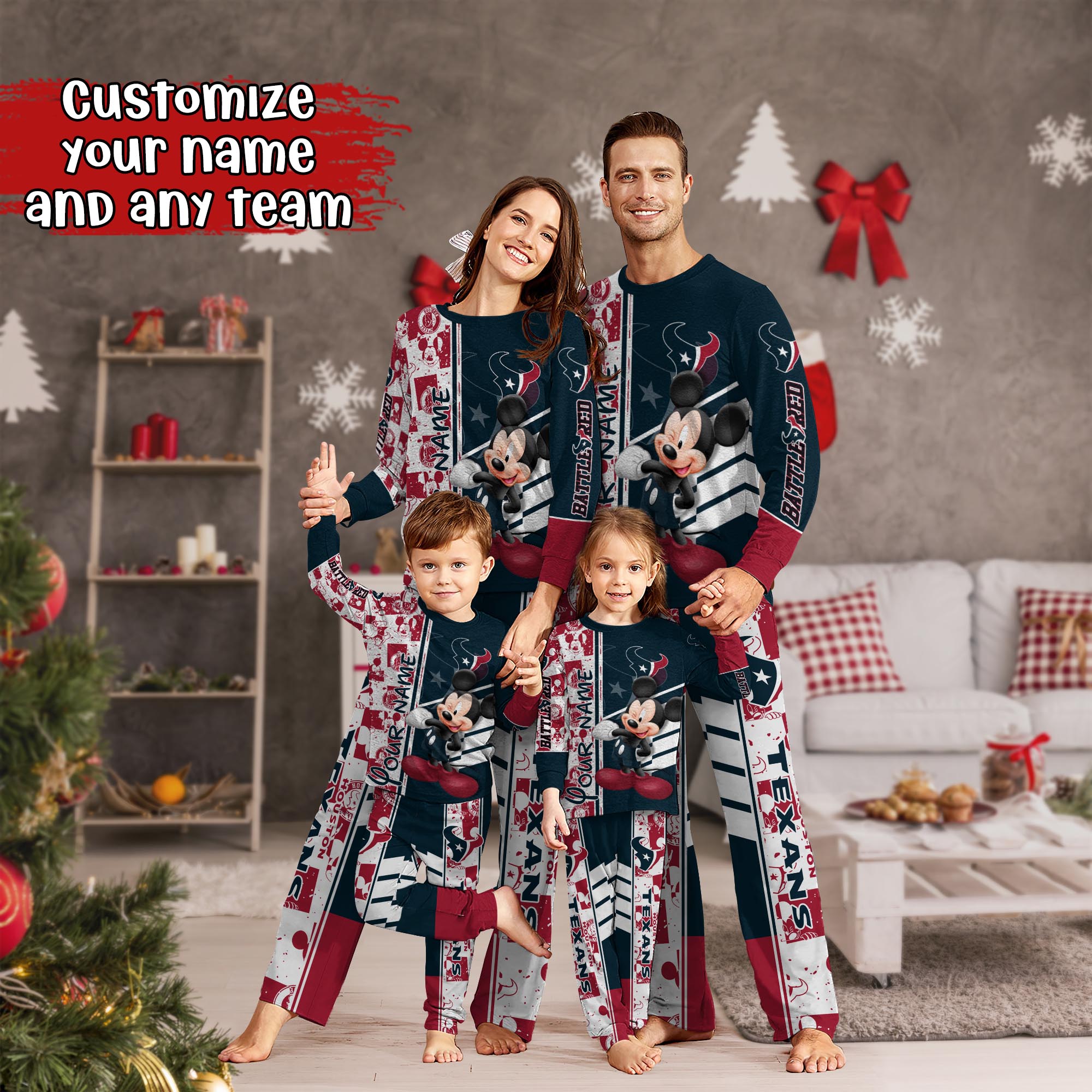 Houston Texans MK Pajamas For Family, Custom Sports PJ For Children And Parents NA44875