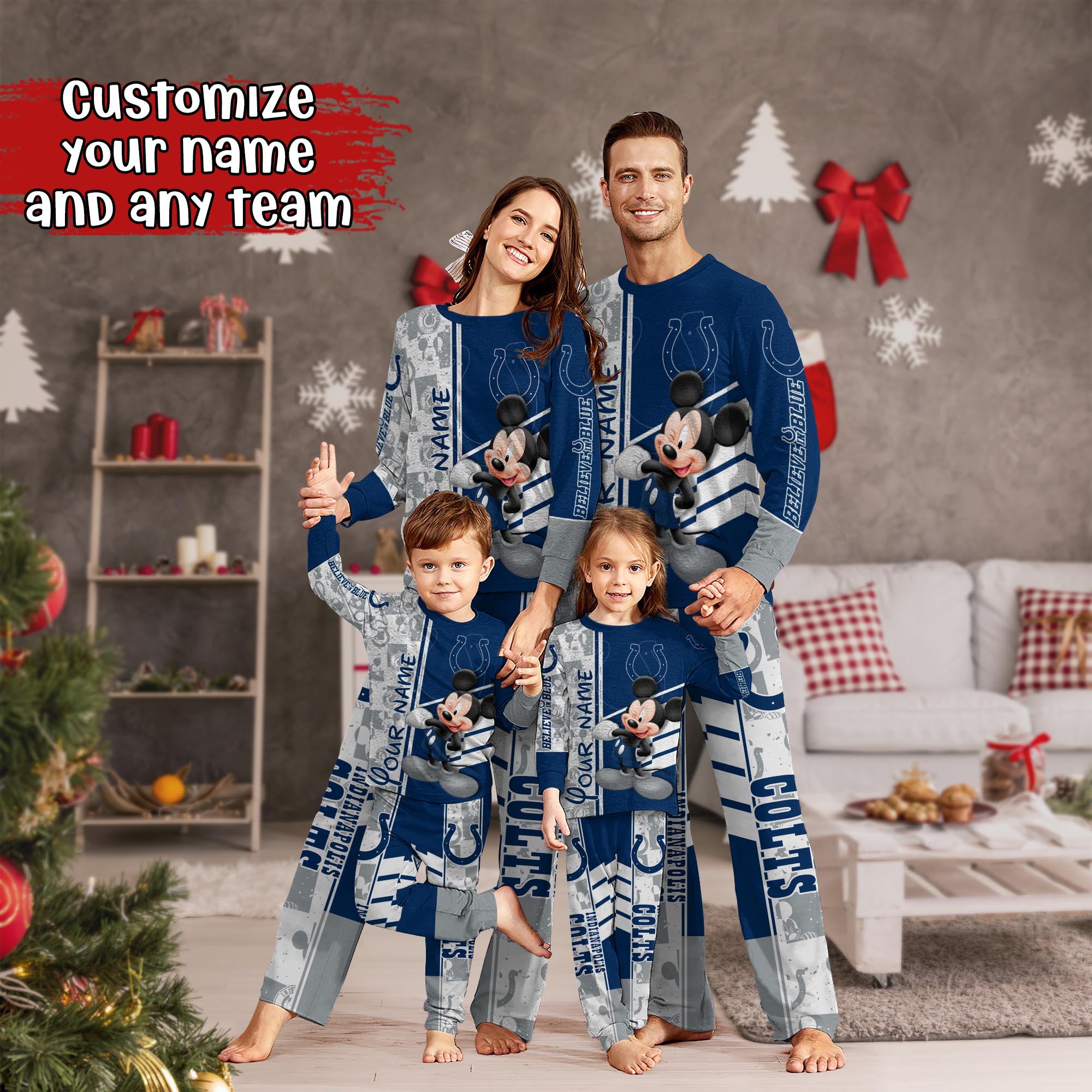 Indianapolis Colts MK Pajamas For Family, Custom Sports PJ For Children And Parents NA44875