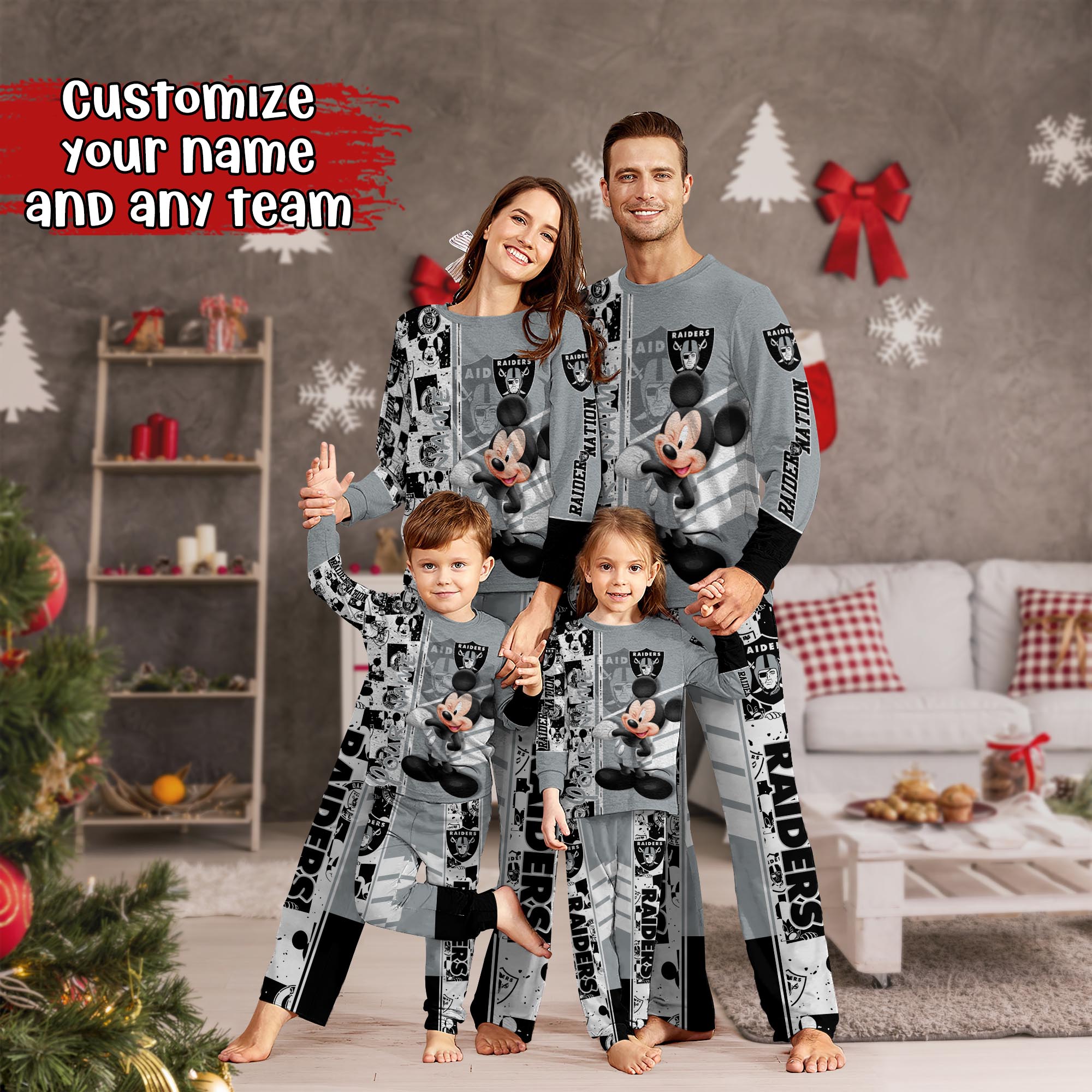 Las Vegas Raiders MK Pajamas For Family, Custom Sports PJ For Children And Parents NA44875