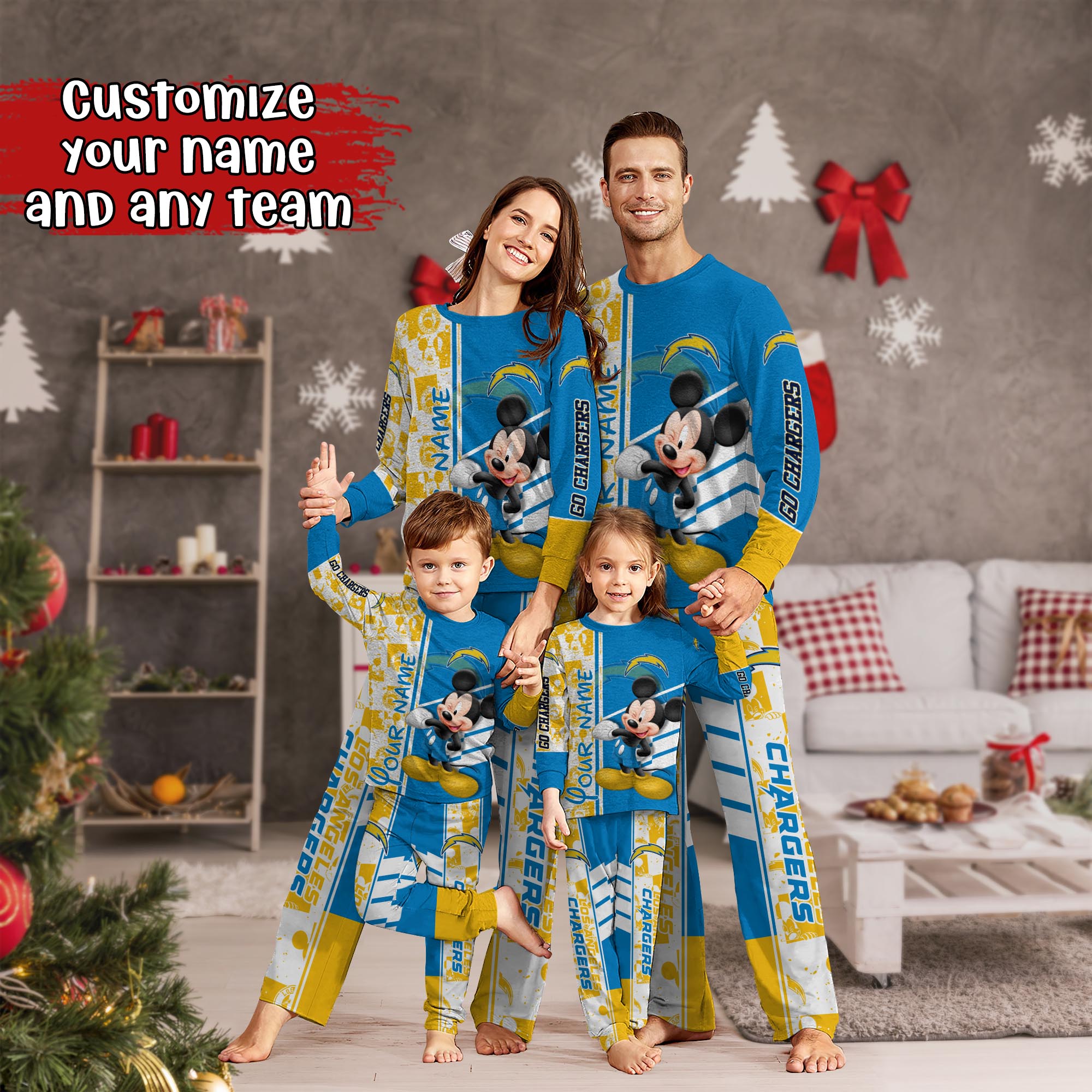 Los Angeles Chargers MK Pajamas For Family, Custom Sports PJ For Children And Parents NA44875