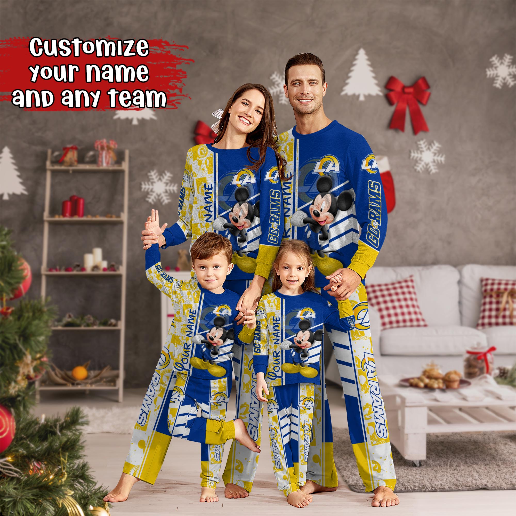 Los Angeles Rams MK Pajamas For Family, Custom Sports PJ For Children And Parents NA44875