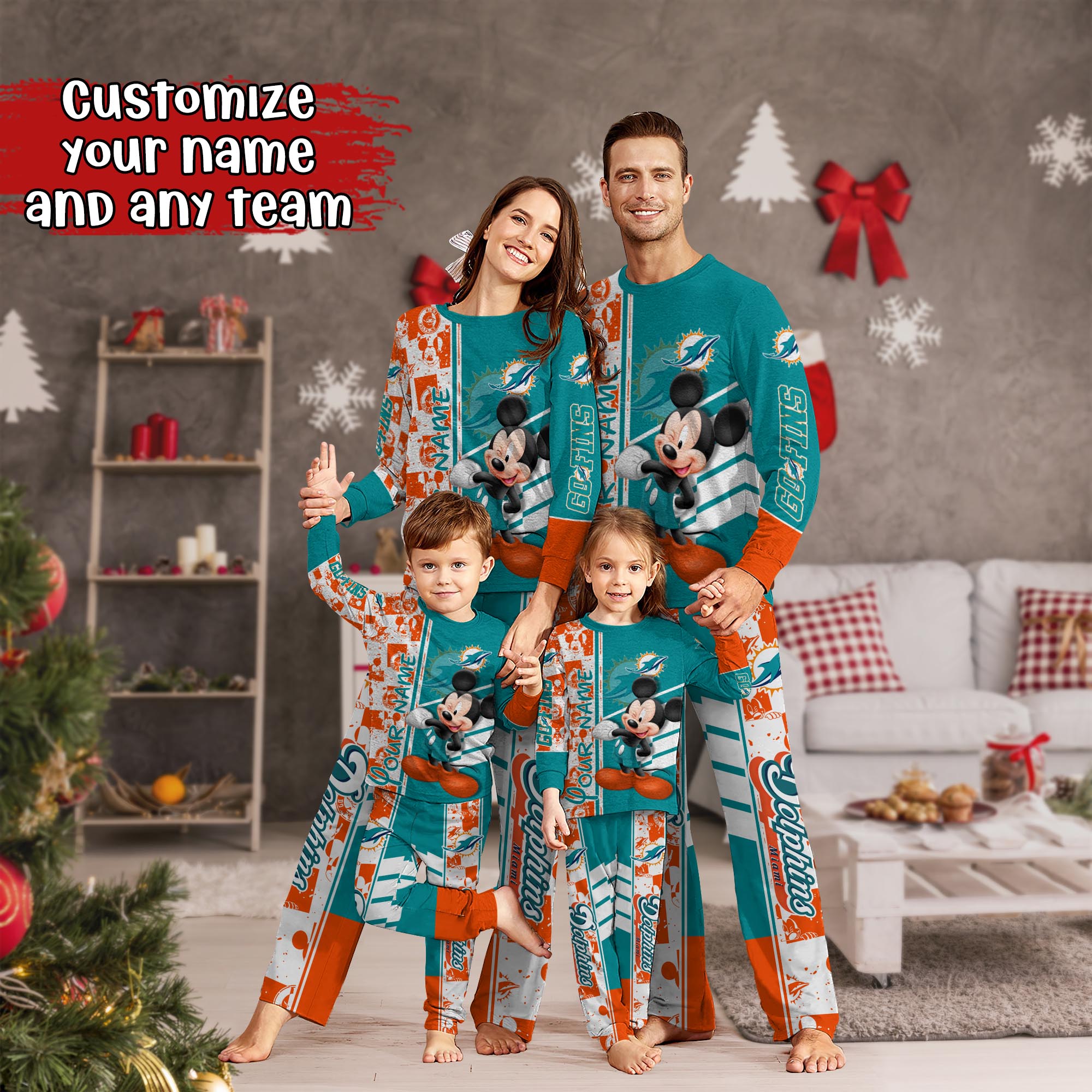 Miami Dolphins MK Pajamas For Family, Custom Sports PJ For Children And Parents NA44875