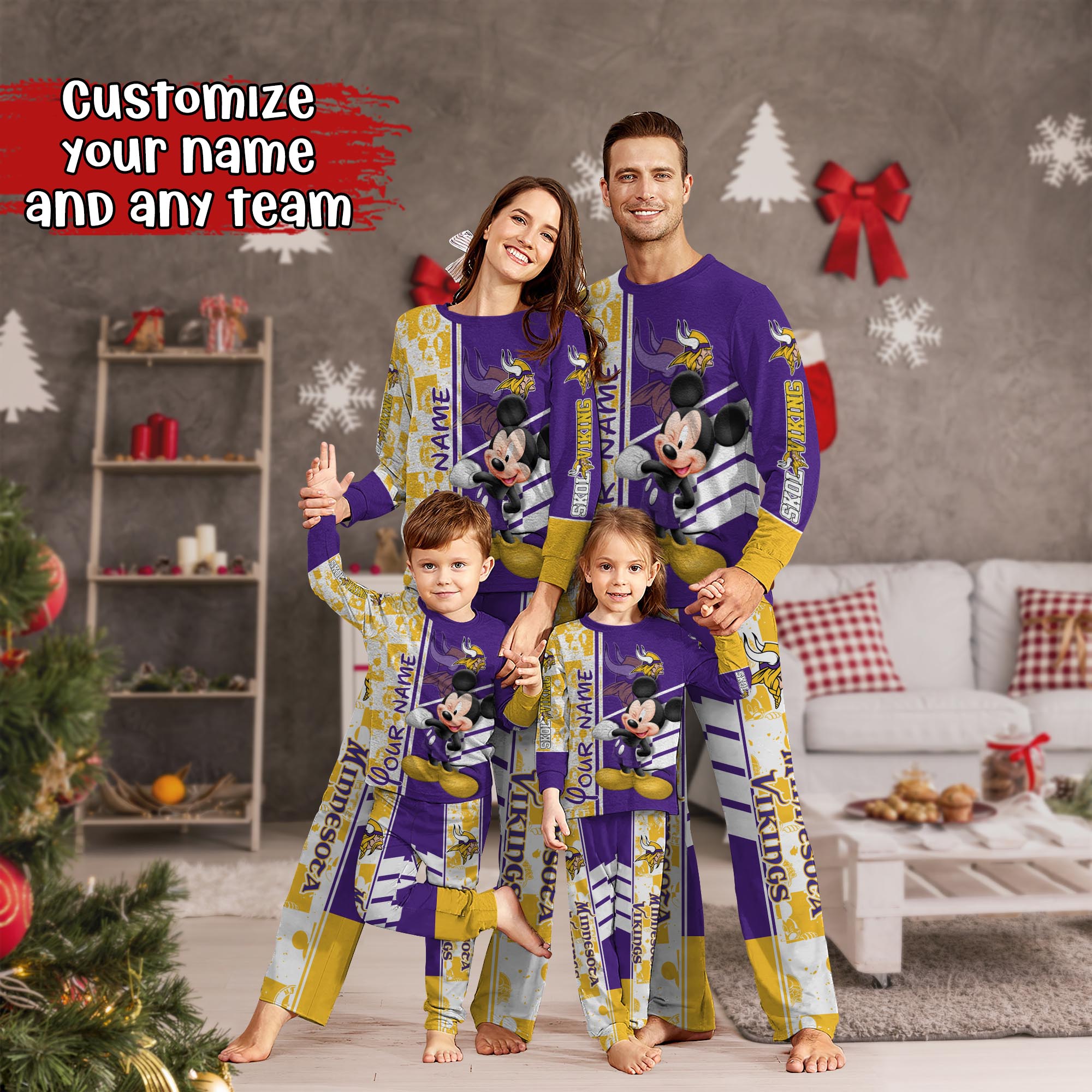 Minnesota Vikings MK Pajamas For Family, Custom Sports PJ For Children And Parents NA44875