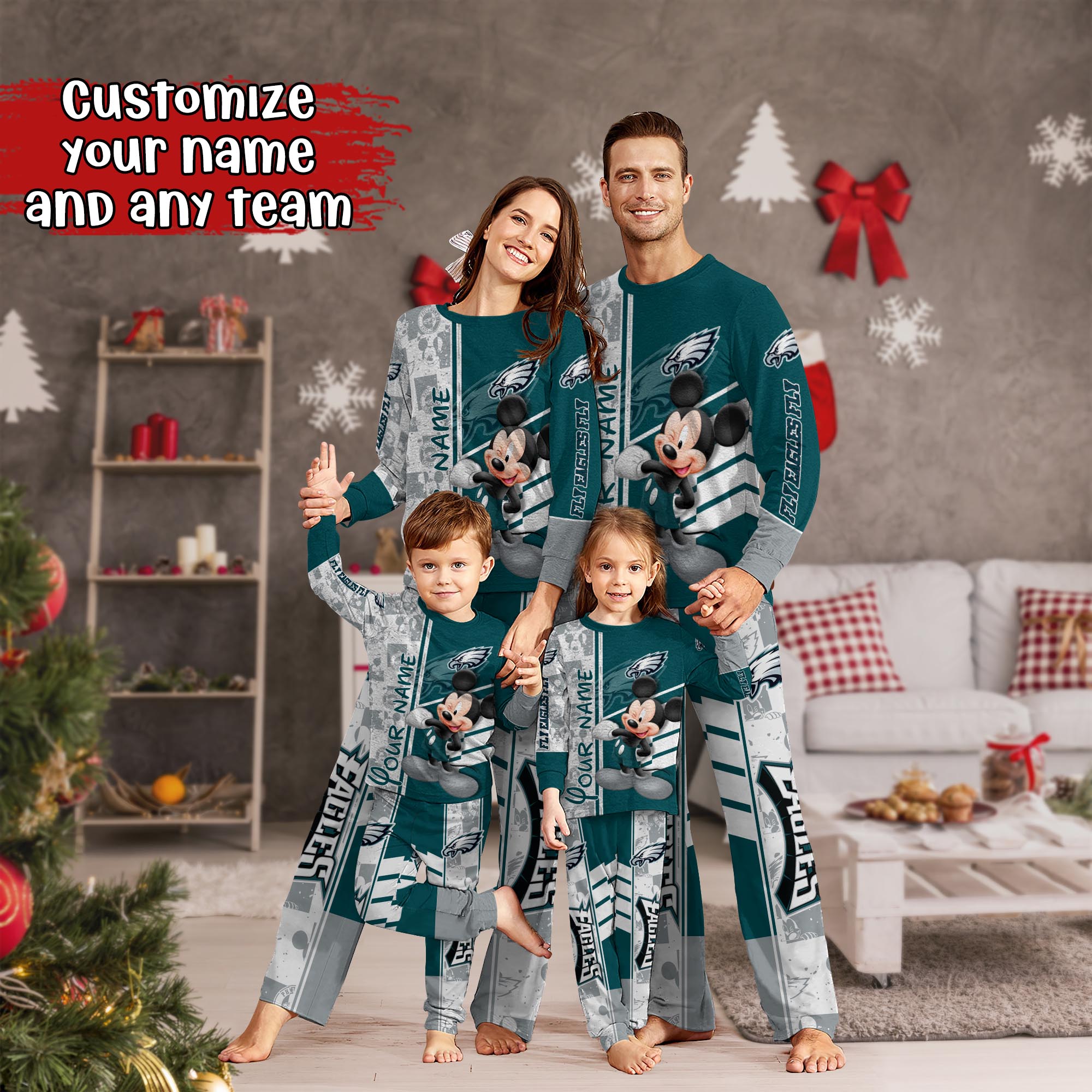 Philadelphia Eagles MK Pajamas For Family, Custom Sports PJ For Children And Parents NA44875