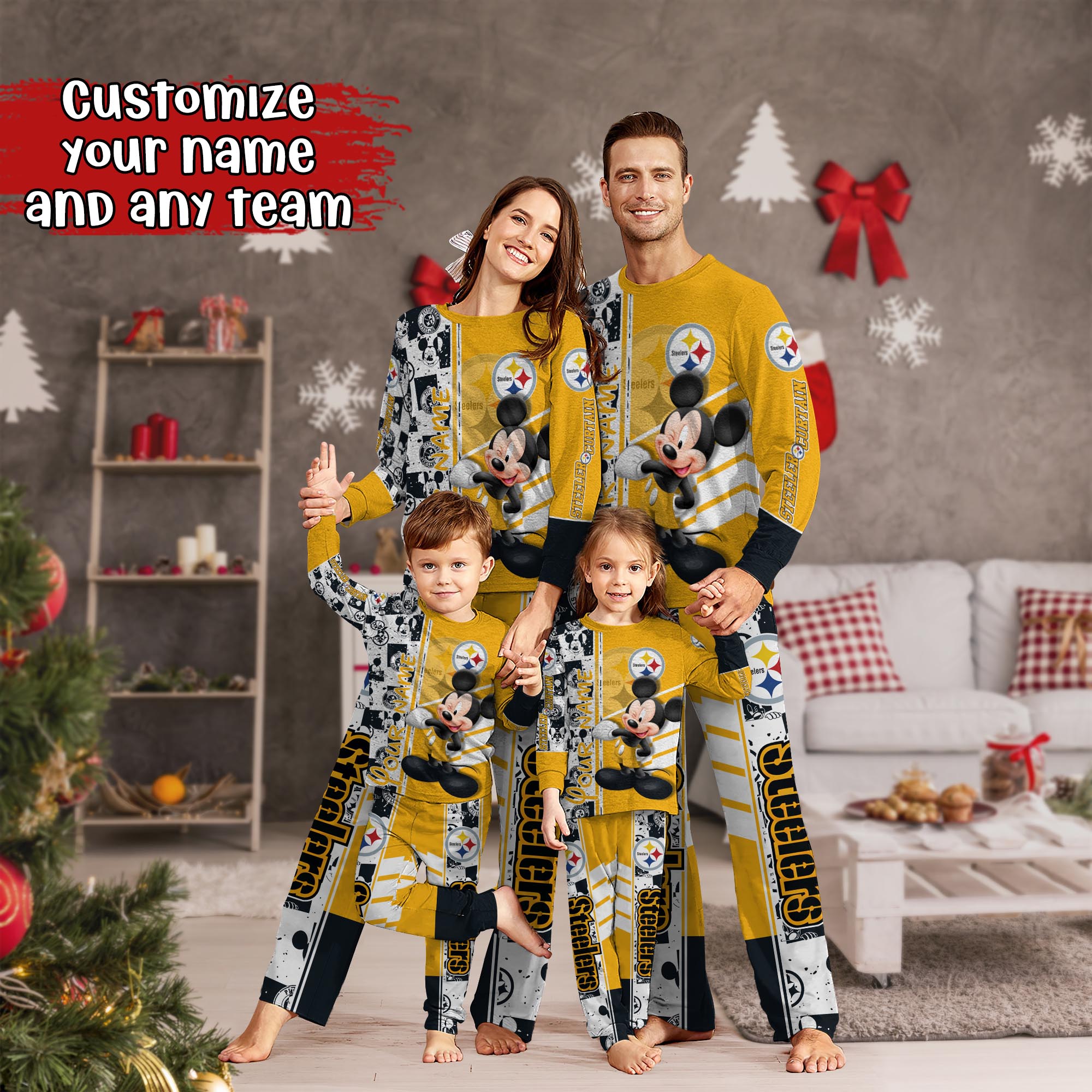 Pittsburgh Steelers MK Pajamas For Family, Custom Sports PJ For Children And Parents NA44875