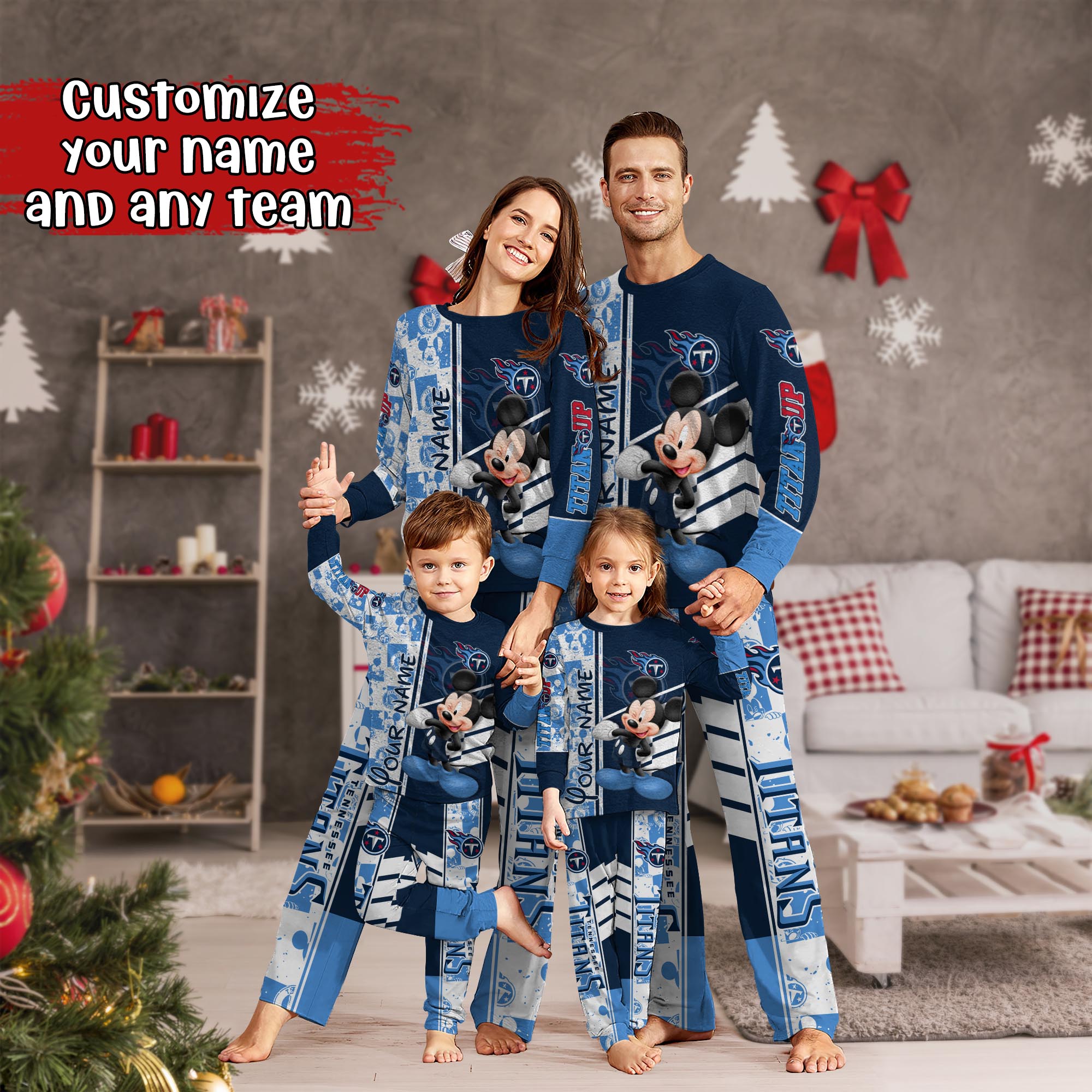 Tennessee Titans MK Pajamas For Family, Custom Sports PJ For Children And Parents NA44875