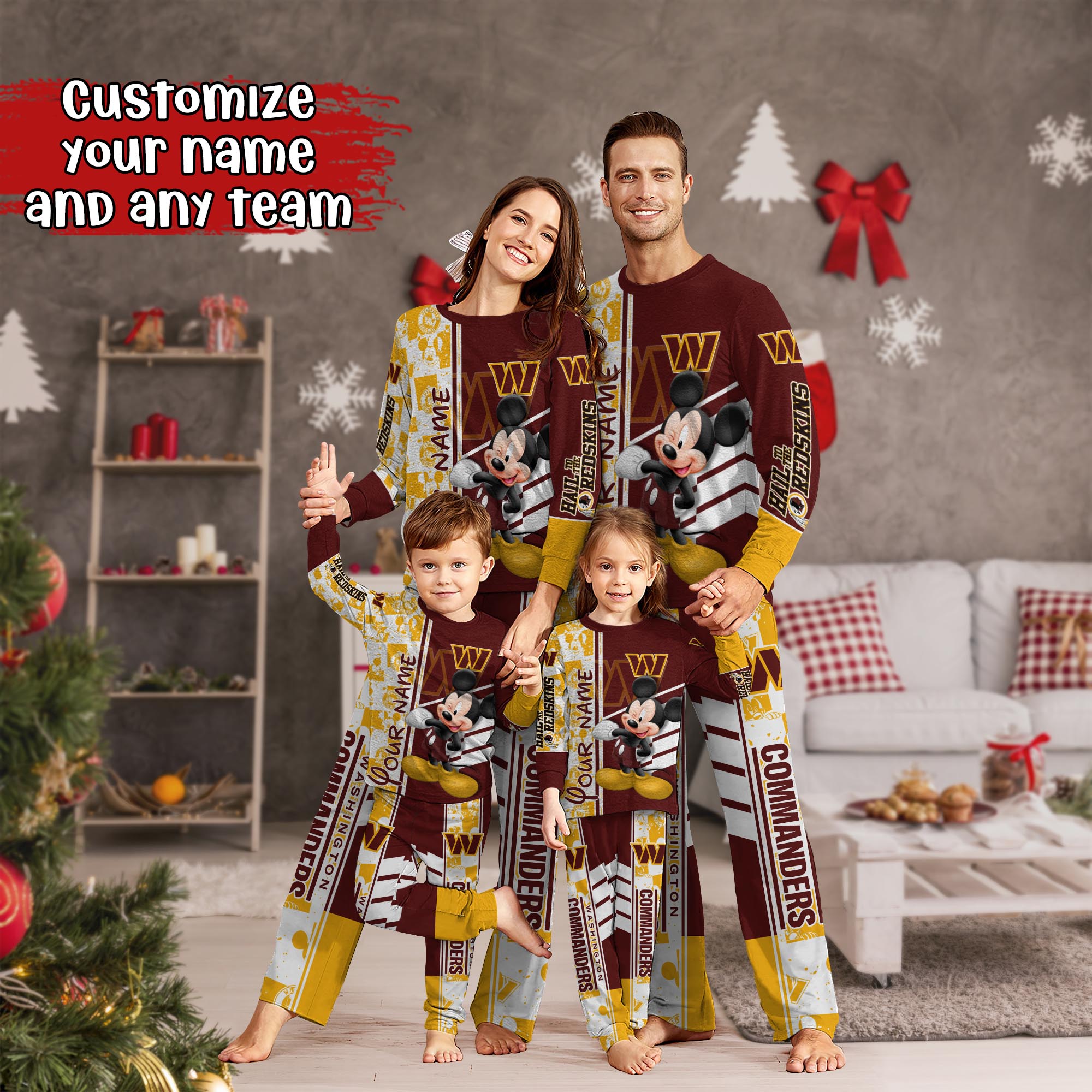 Washington Commanders MK Pajamas For Family, Custom Sports PJ For Children And Parents NA44875