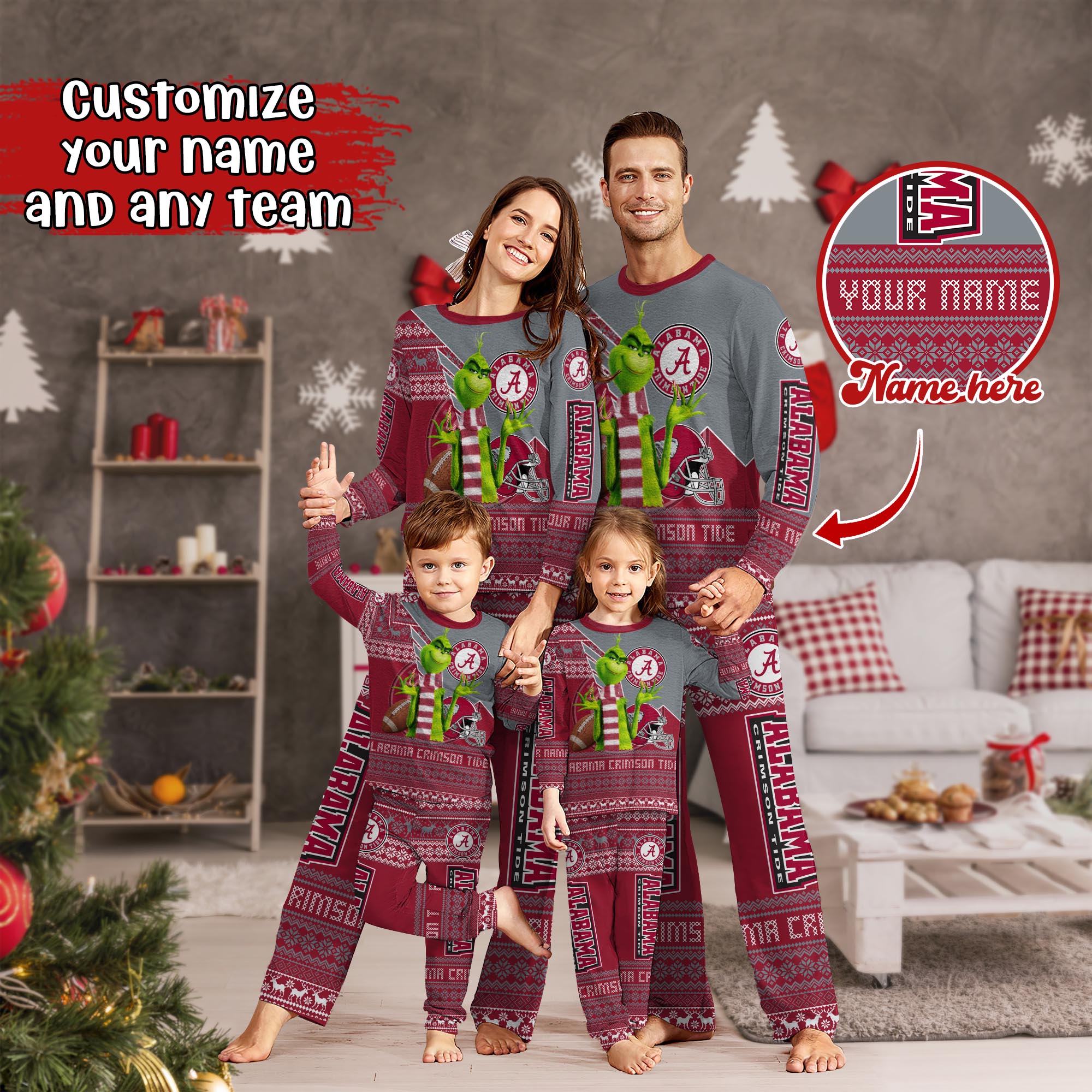 Alabama Crimson Tide Xmas Pajamas For Sport Family, Custom Sport PJ For This Season NA44974