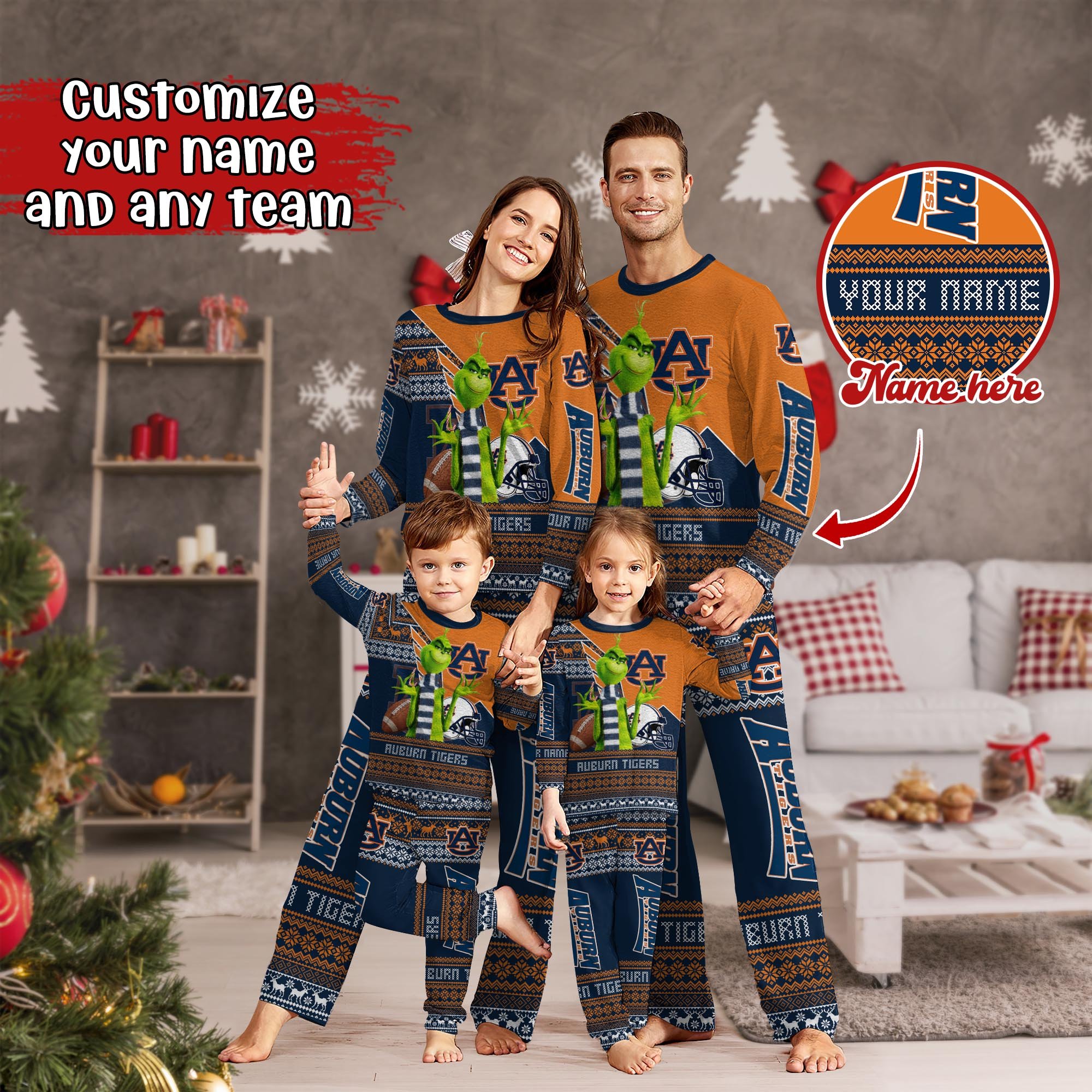 Auburn Tigers Xmas Pajamas For Sport Family, Custom Sport PJ For This Season NA44974