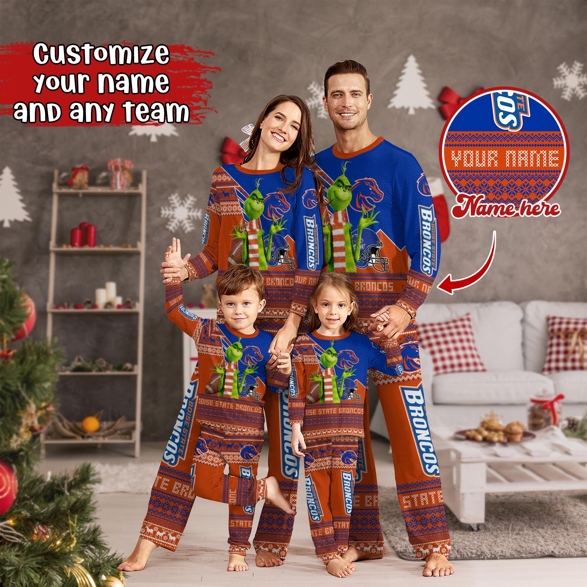 Boise State Broncos Xmas Pajamas For Sport Family, Custom Sport PJ For This Season NA44974