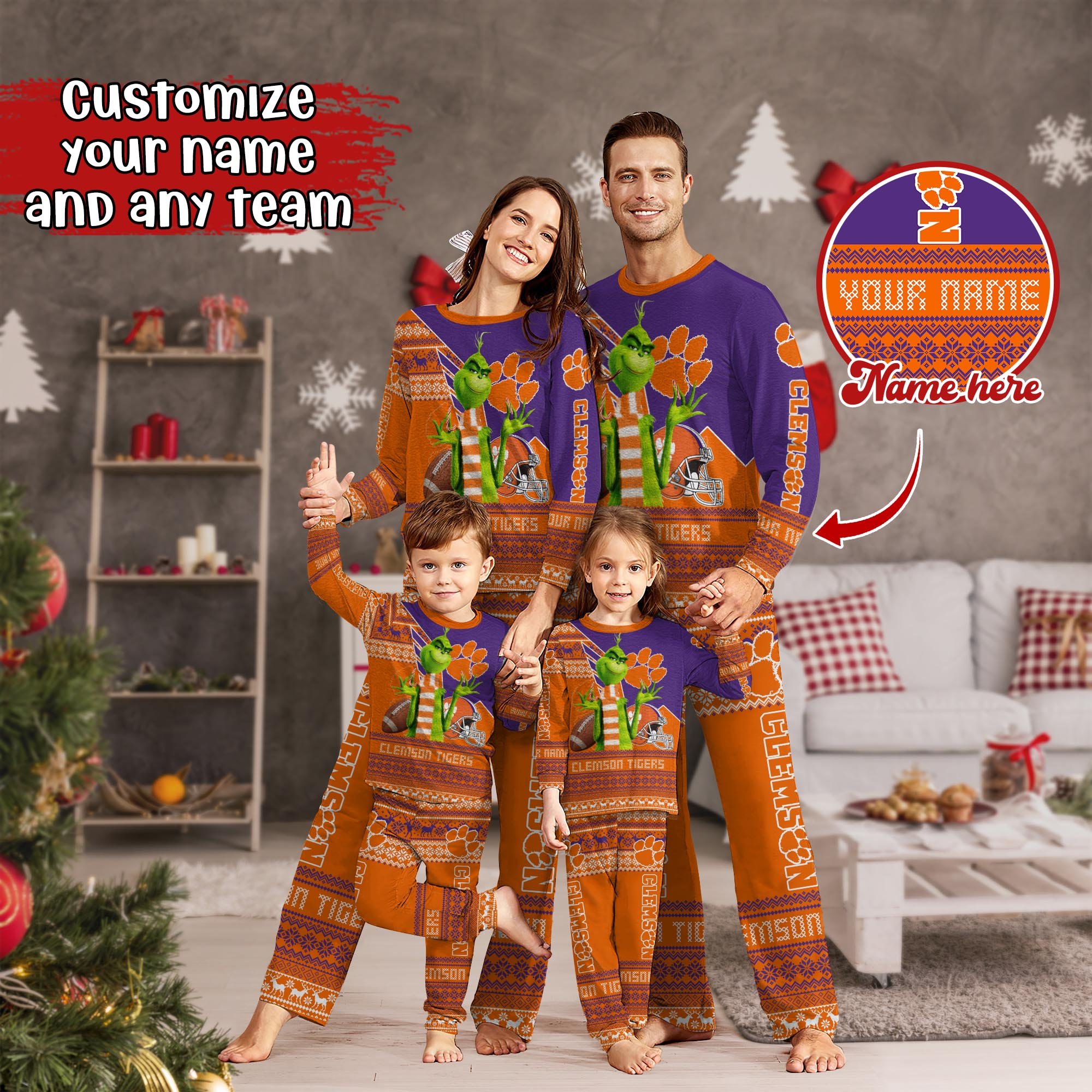 Clemson Tigers Xmas Pajamas For Sport Family, Custom Sport PJ For This Season NA44974