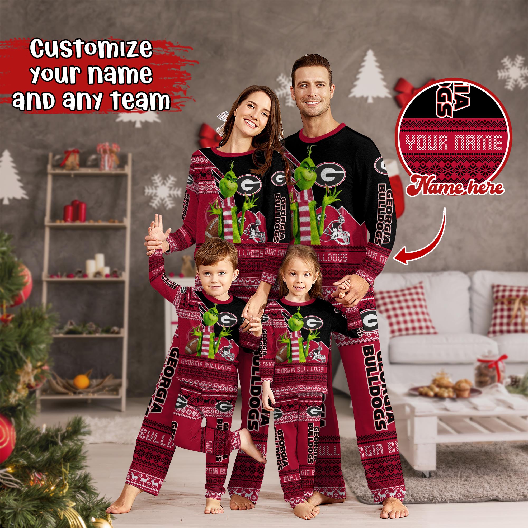 Georgia Bulldogs Xmas Pajamas For Sport Family, Custom Sport PJ For This Season NA44974