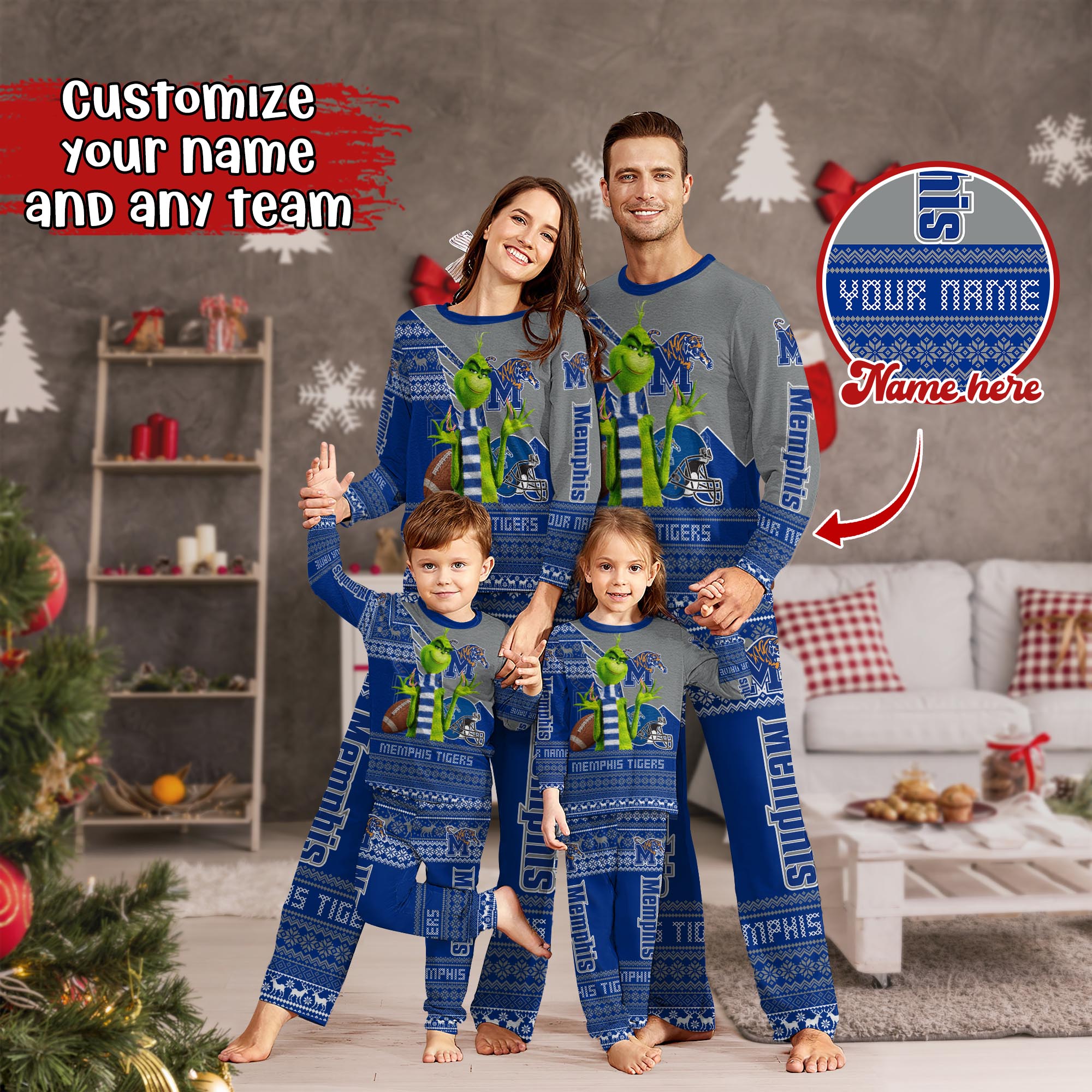 Memphis Tigers Xmas Pajamas For Sport Family, Custom Sport PJ For This Season NA44974