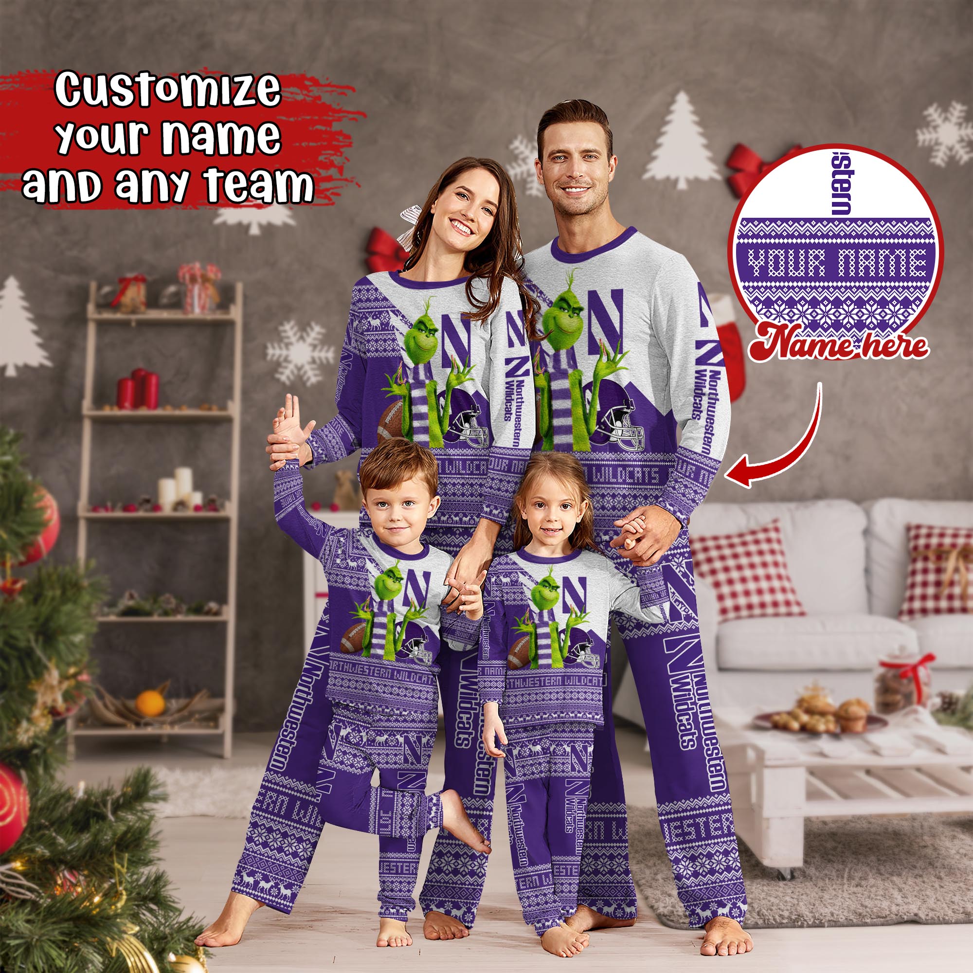 Northwestern Wildcats Xmas Pajamas For Sport Family, Custom Sport PJ For This Season NA44974