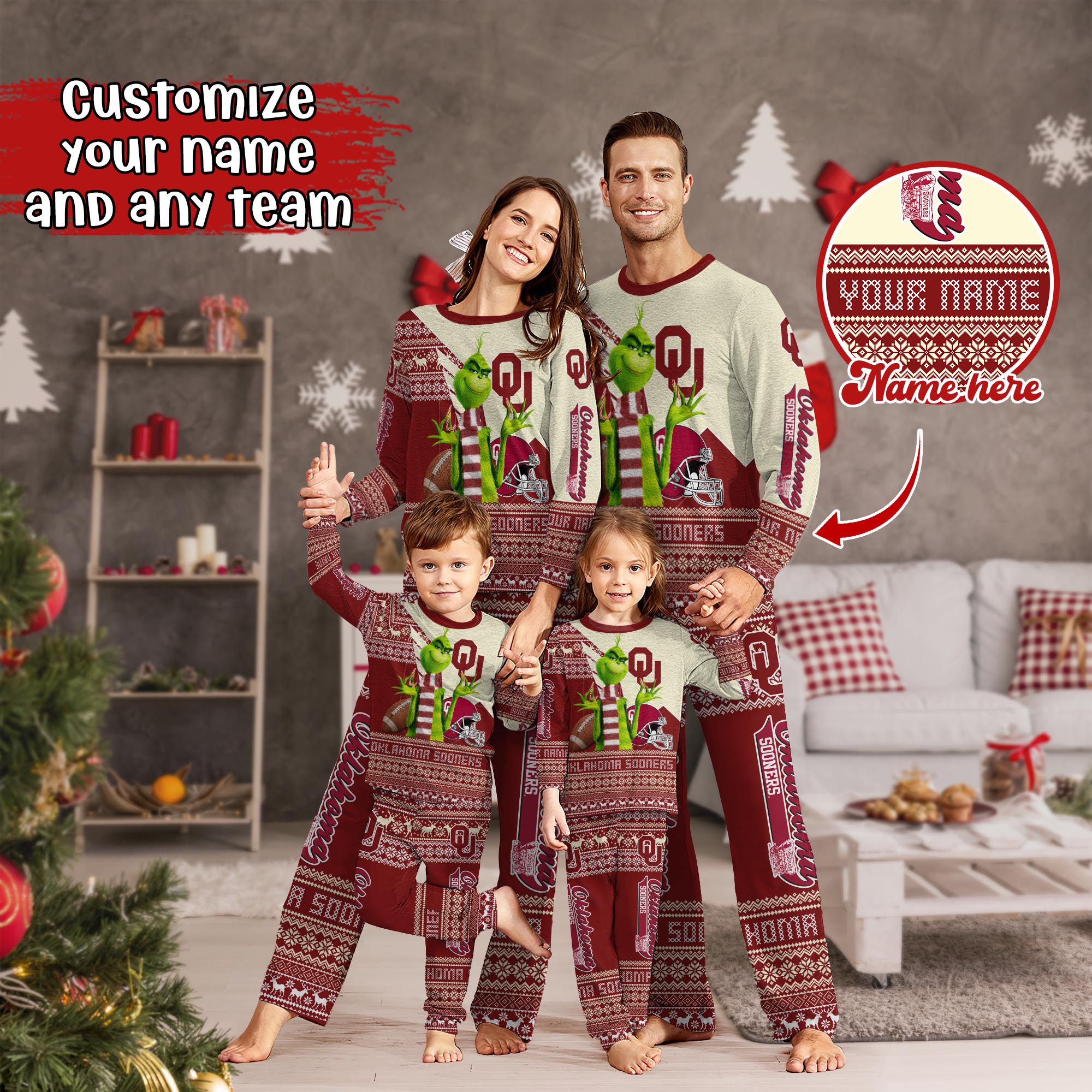 Oklahoma Sooners Xmas Pajamas For Sport Family, Custom Sport PJ For This Season NA44974