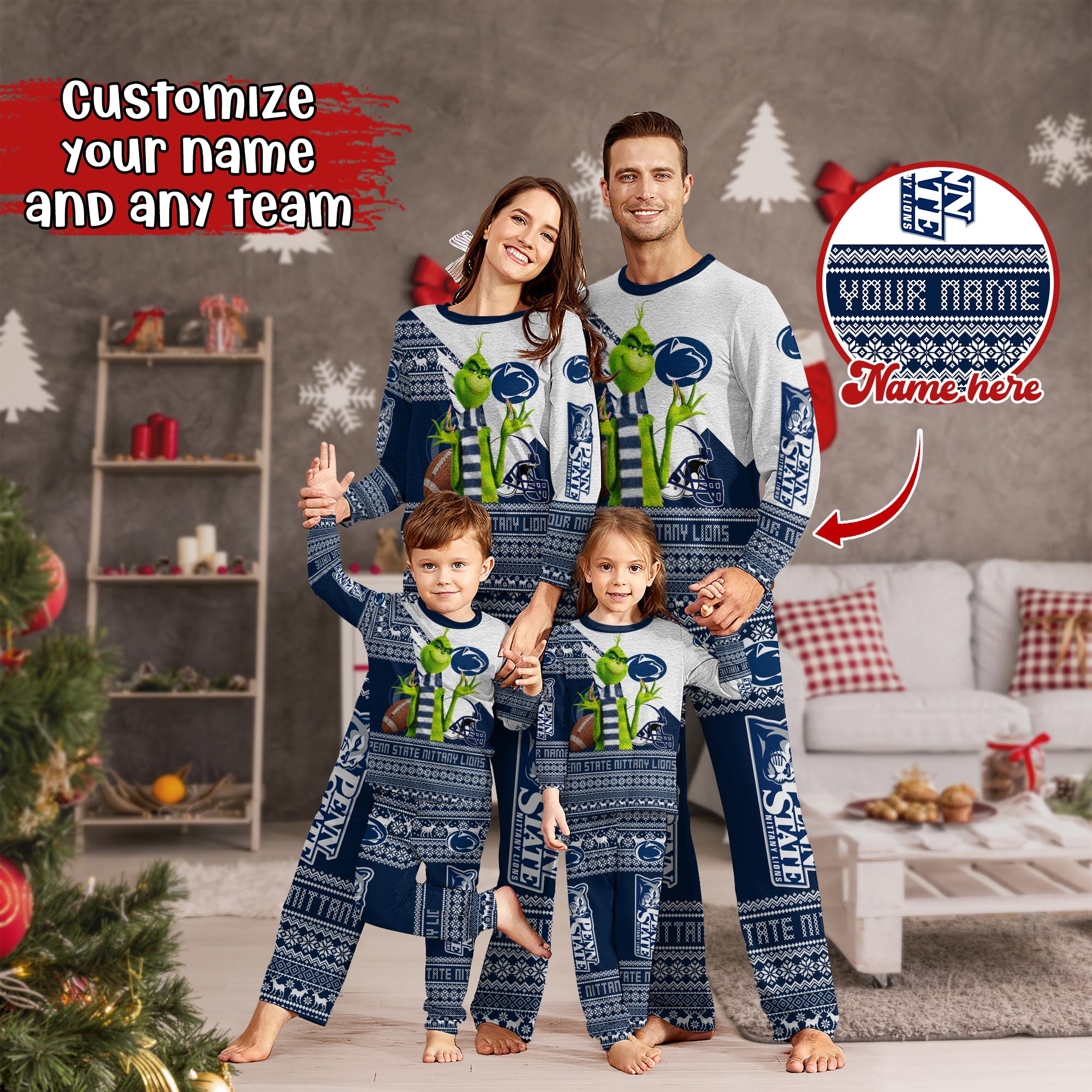 Penn State Nittany Lions Xmas Pajamas For Sport Family, Custom Sport PJ For This Season NA44974