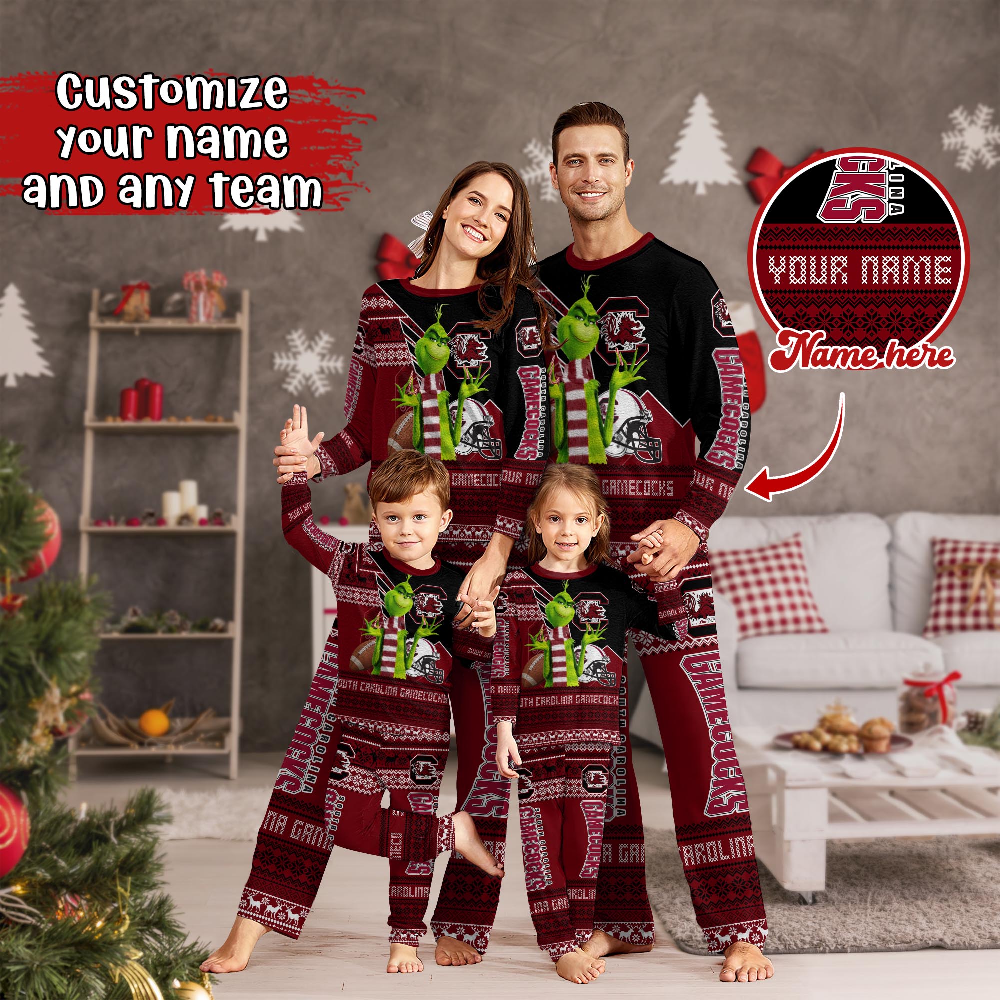 South Carolina Gamecocks Xmas Pajamas For Sport Family, Custom Sport PJ For This Season NA44974