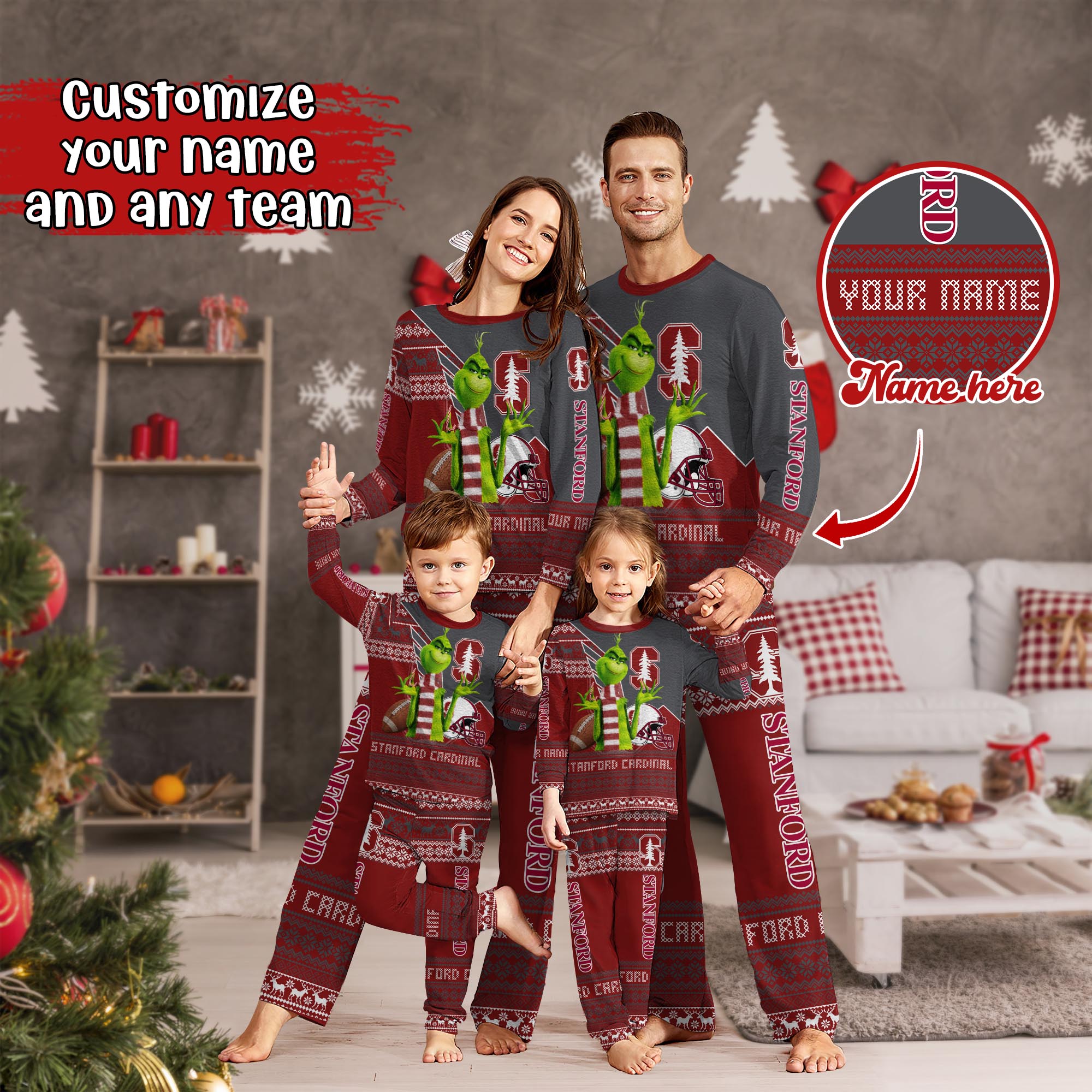 Stanford Cardinal Xmas Pajamas For Sport Family, Custom Sport PJ For This Season NA44974