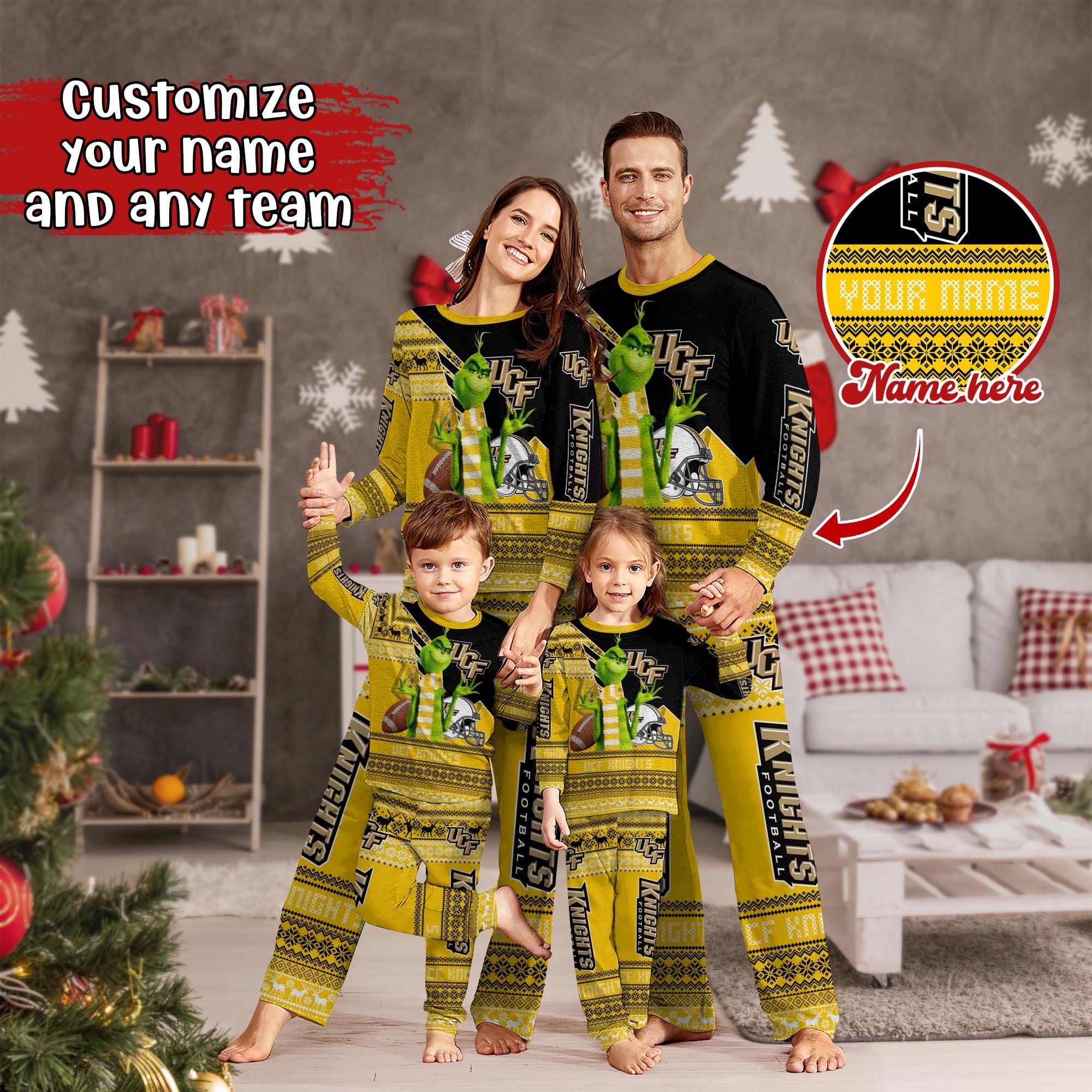 UCF Knights Xmas Pajamas For Sport Family, Custom Sport PJ For This Season NA44974