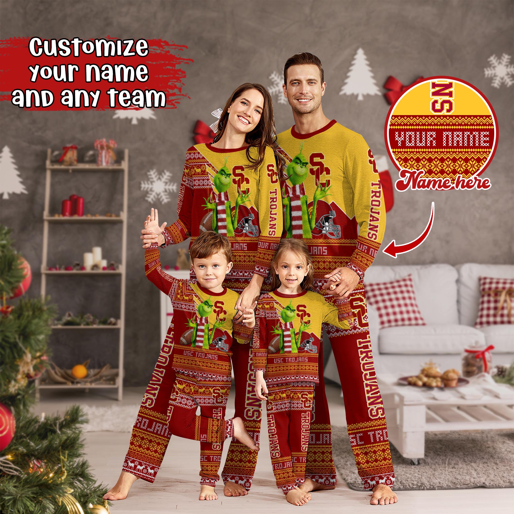 USC Trojans Xmas Pajamas For Sport Family, Custom Sport PJ For This Season NA44974