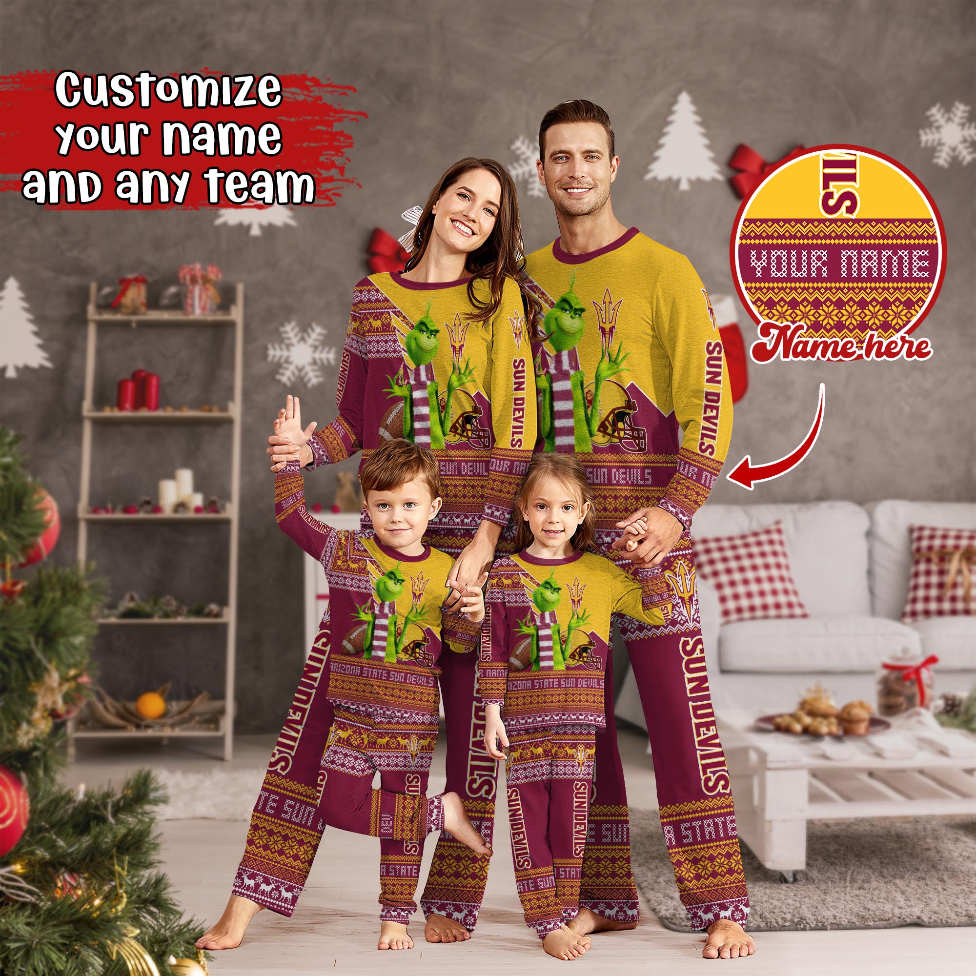 Arizona State Sun Devils Xmas Pajamas For Sport Family, Custom Sport PJ For This Season NA44974