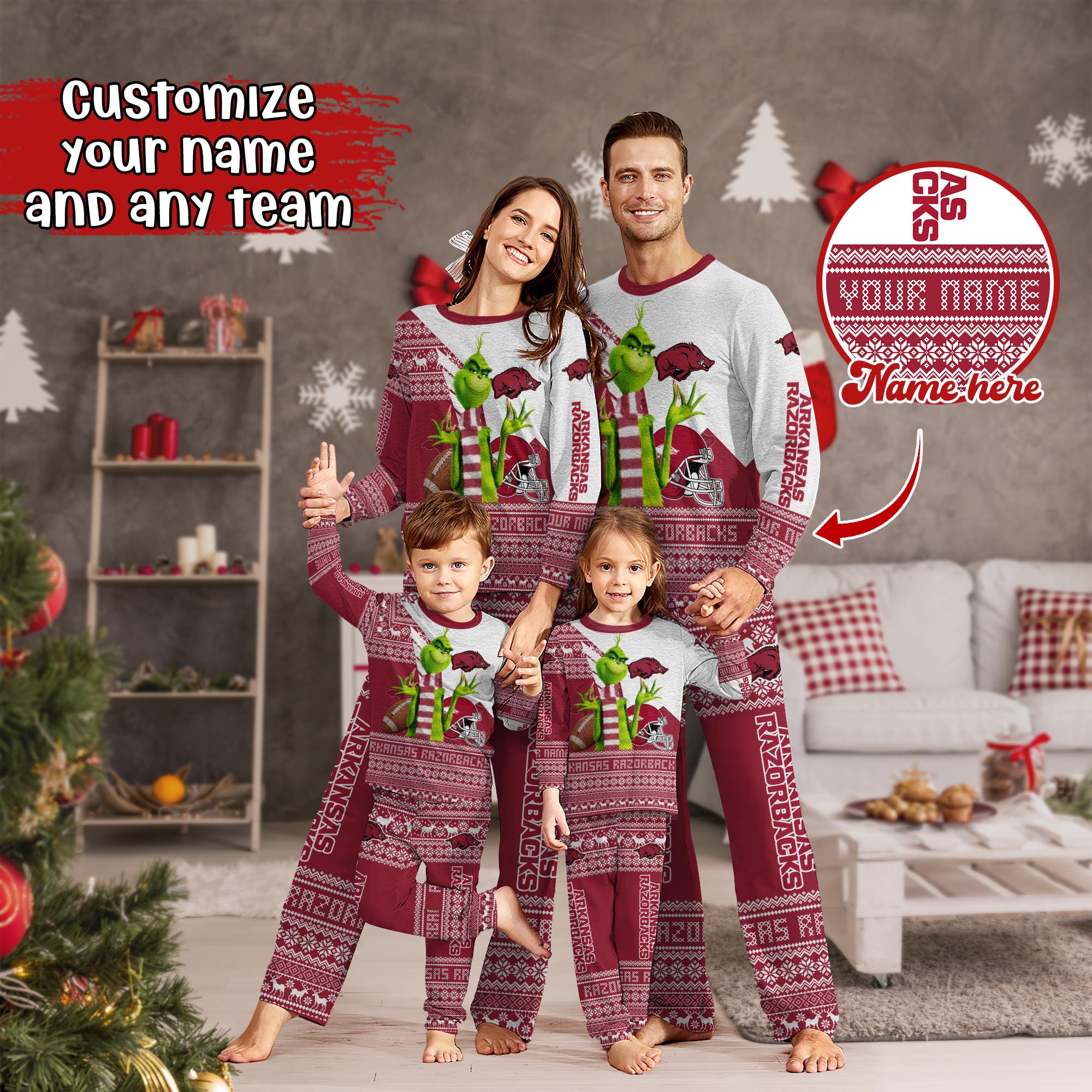 Arkansas Razorbacks Xmas Pajamas For Sport Family, Custom Sport PJ For This Season NA44974