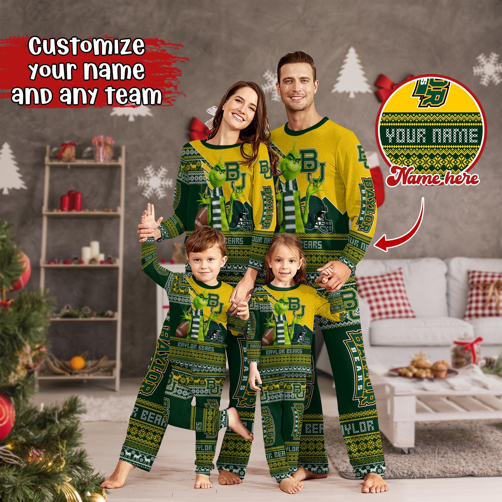 Baylor Bears Xmas Pajamas For Sport Family, Custom Sport PJ For This Season NA44974