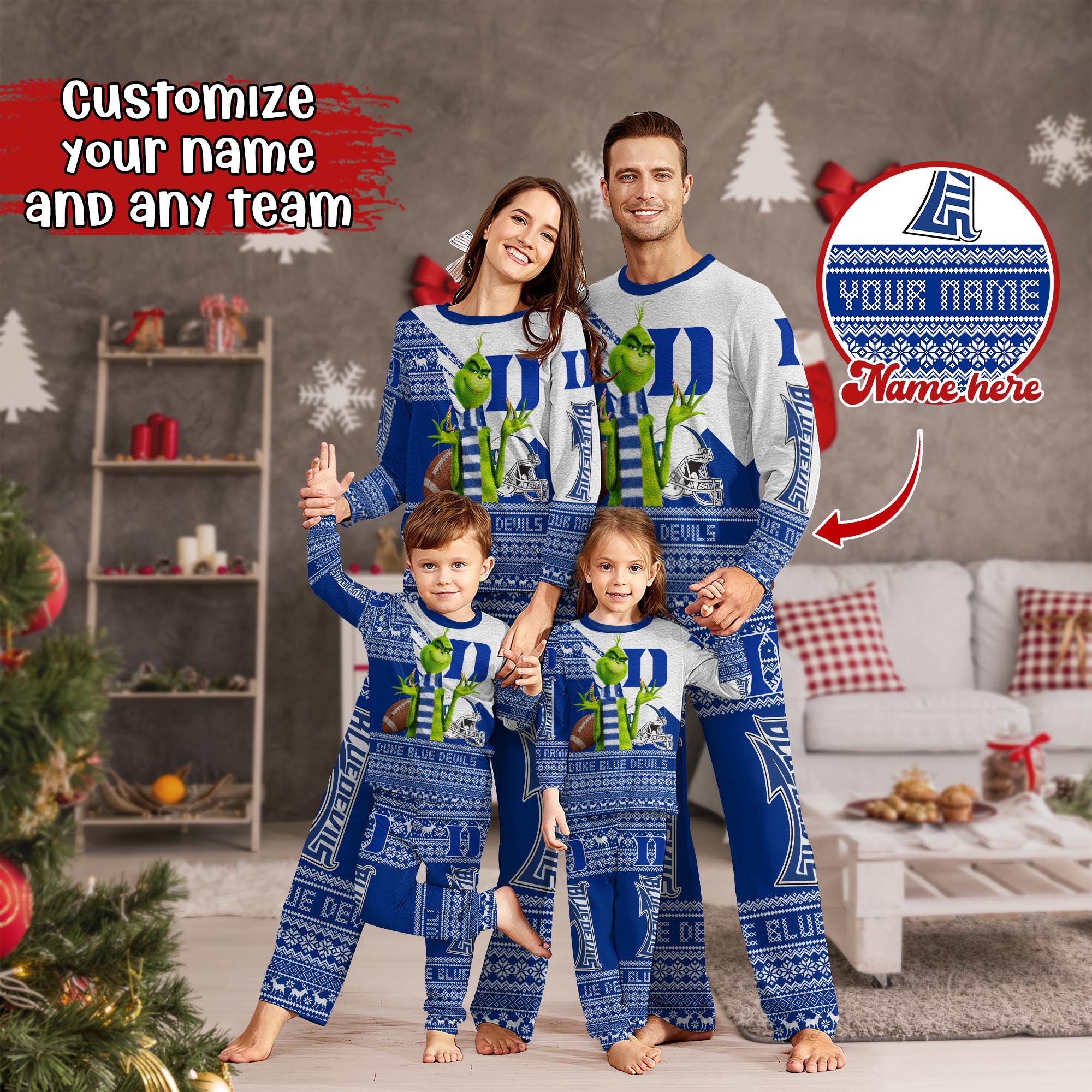 Duke Blue Devils Xmas Pajamas For Sport Family, Custom Sport PJ For This Season NA44974