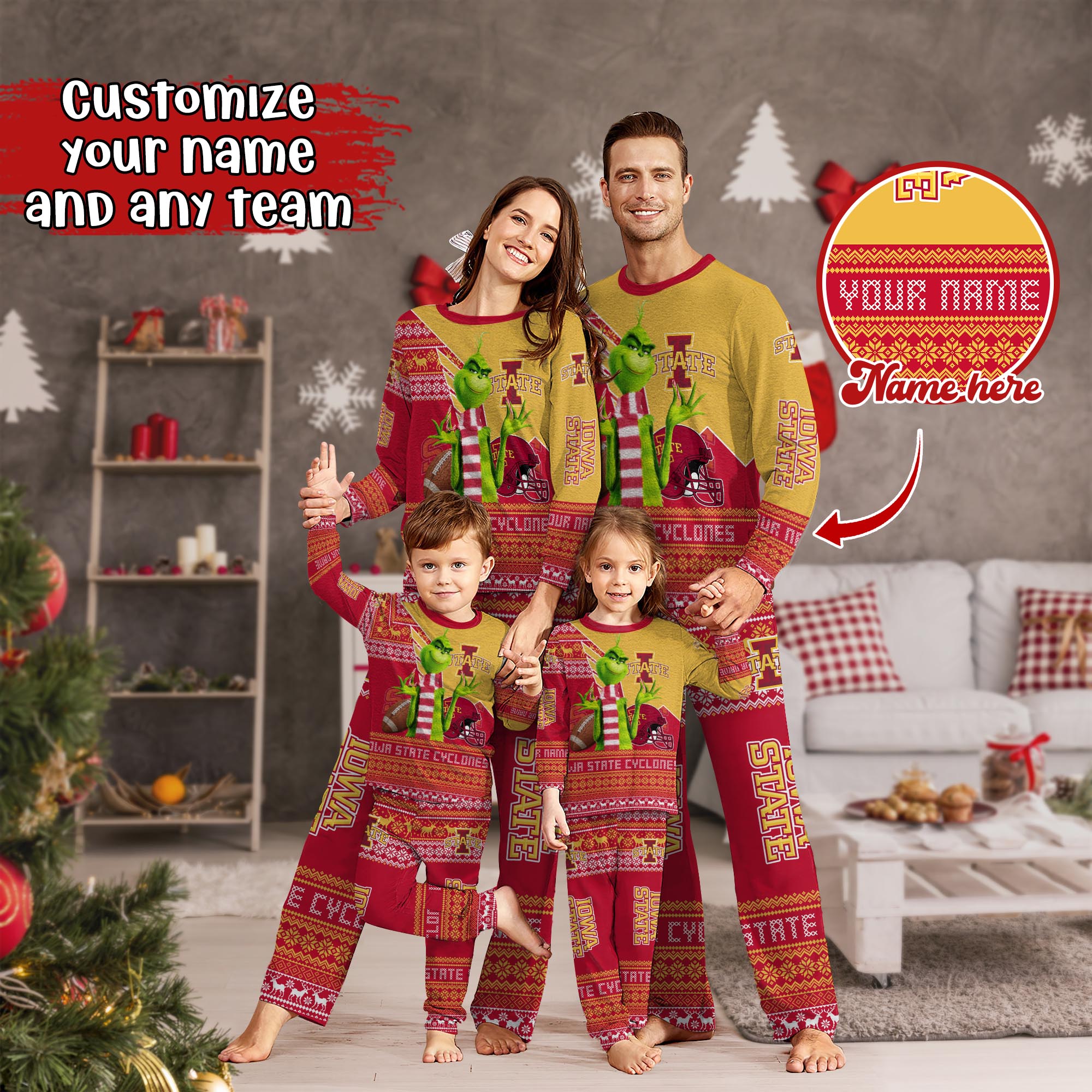 Iowa State Cyclones Xmas Pajamas For Sport Family, Custom Sport PJ For This Season NA44974