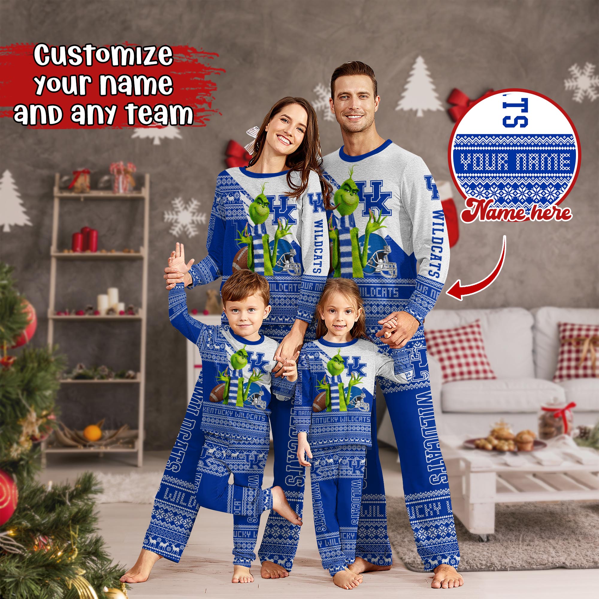 Kentucky Wildcats Xmas Pajamas For Sport Family, Custom Sport PJ For This Season NA44974