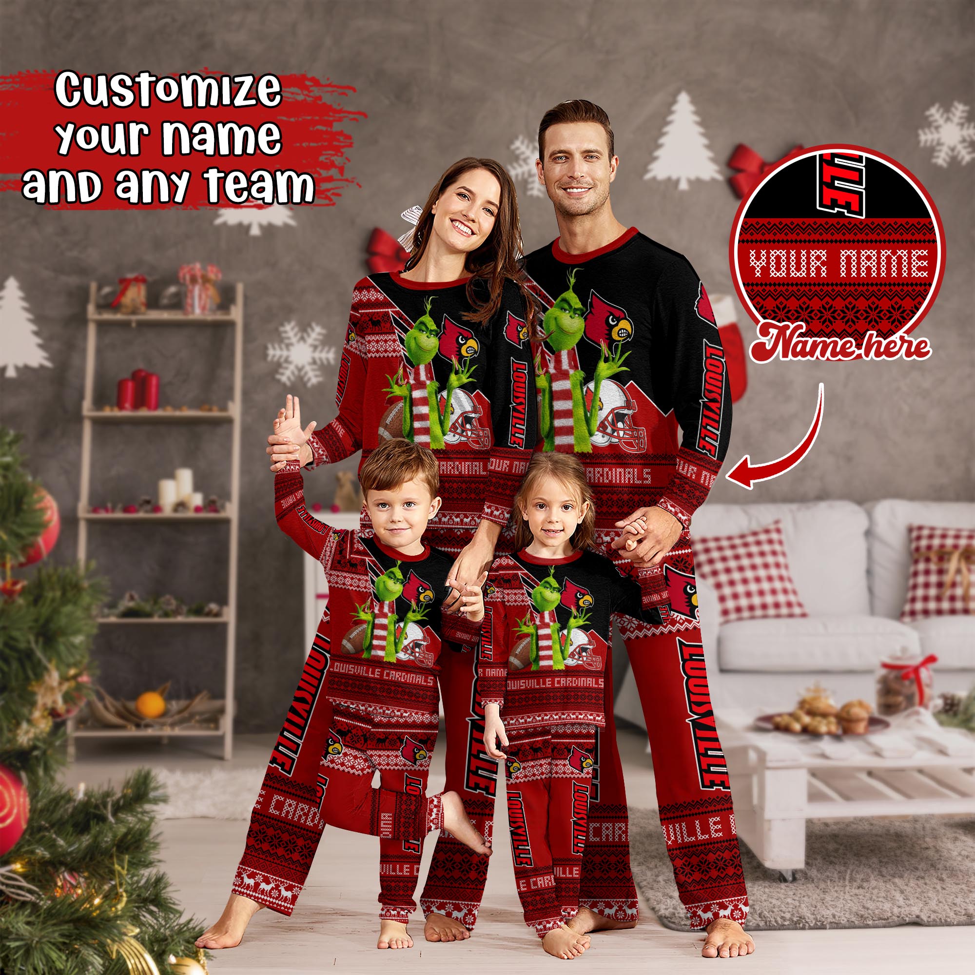 Louisville Cardinals Xmas Pajamas For Sport Family, Custom Sport PJ For This Season NA44974