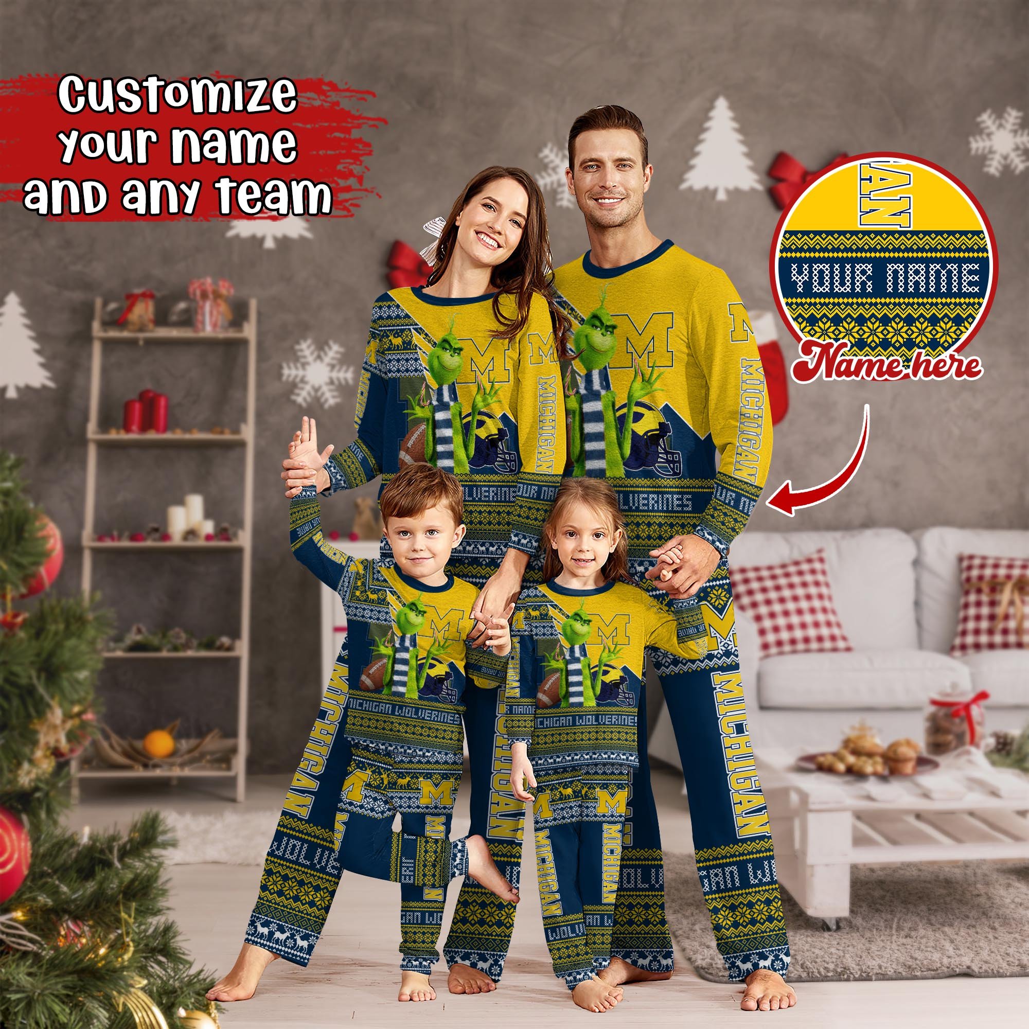 Michigan Wolverines Xmas Pajamas For Sport Family, Custom Sport PJ For This Season NA44974