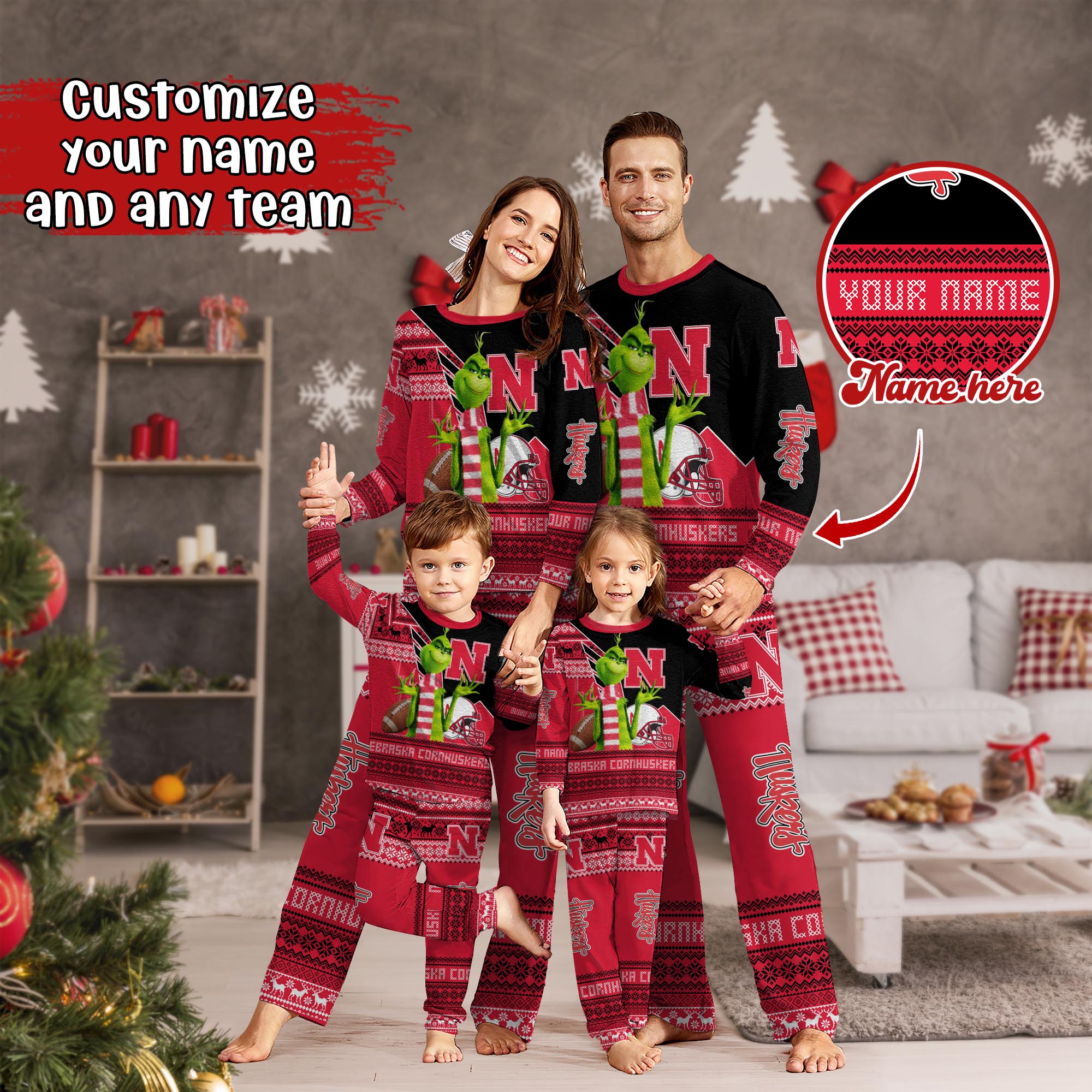 Nebraska Cornhuskers Xmas Pajamas For Sport Family, Custom Sport PJ For This Season NA44974