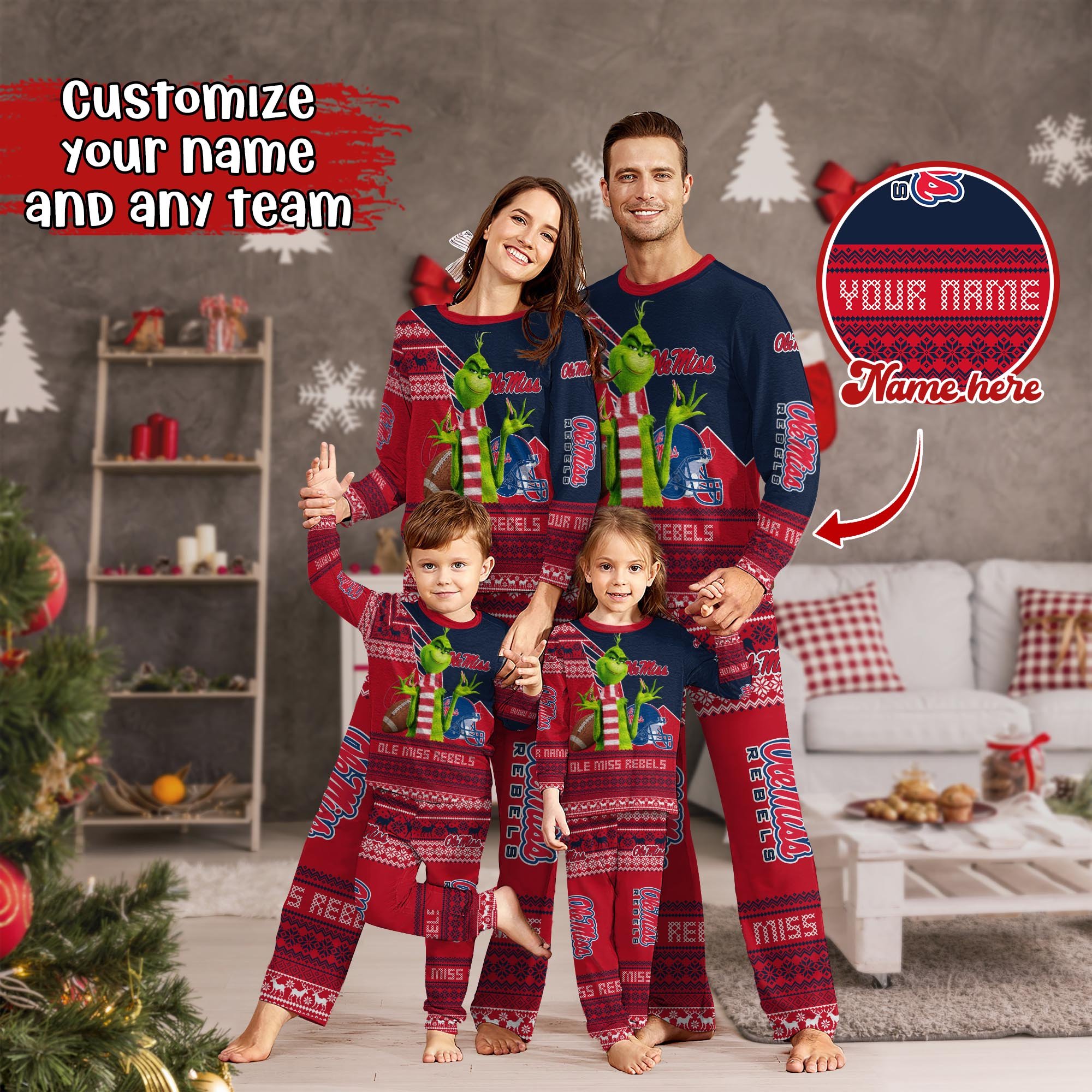 Ole Miss Rebels Xmas Pajamas For Sport Family, Custom Sport PJ For This Season NA44974