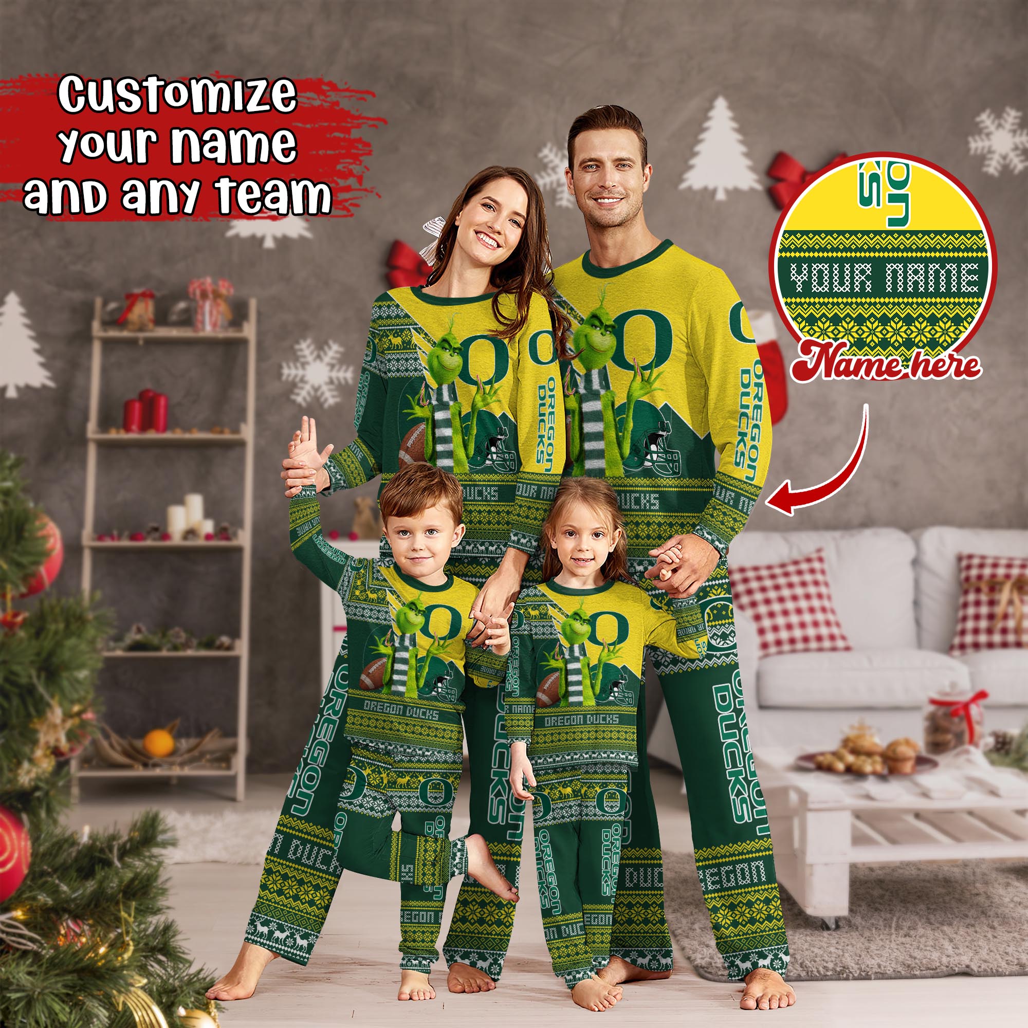 Oregon Ducks Xmas Pajamas For Sport Family, Custom Sport PJ For This Season NA44974