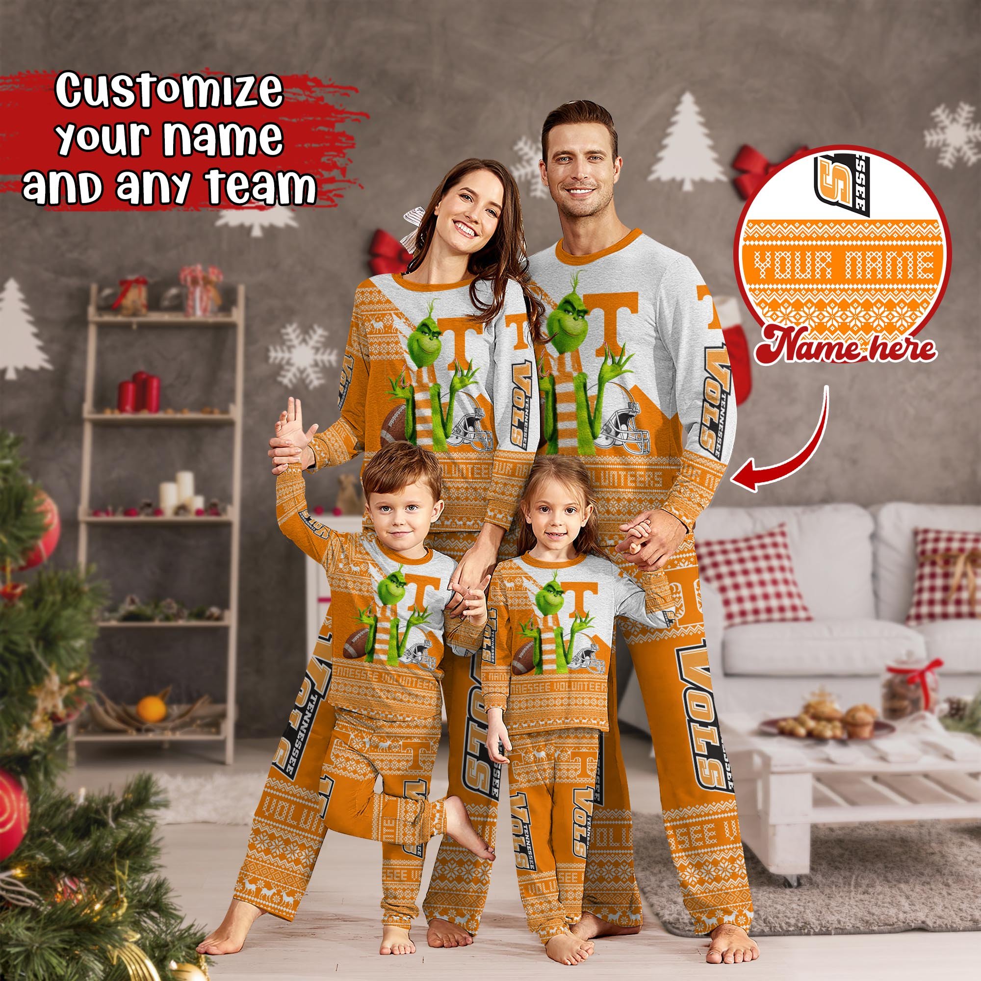 Tennessee Volunteers Xmas Pajamas For Sport Family, Custom Sport PJ For This Season NA44974