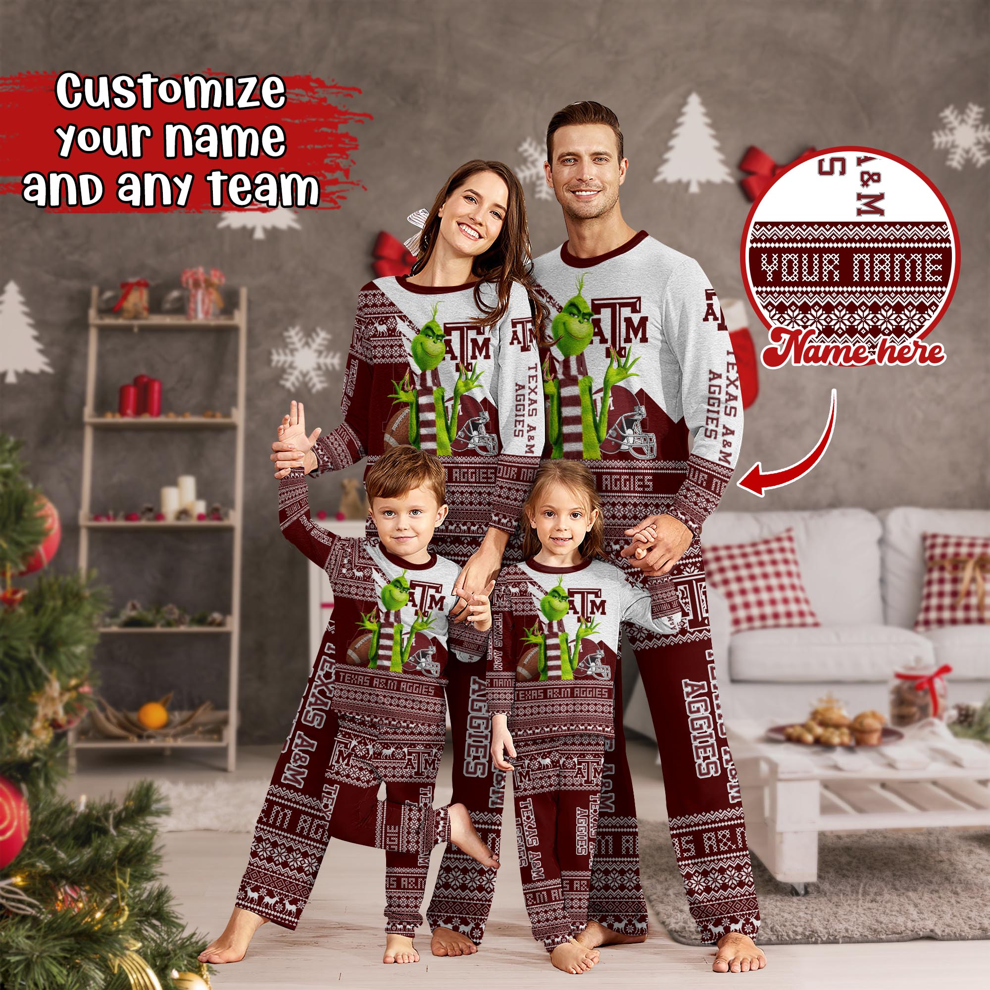 Texas A&M Aggies Xmas Pajamas For Sport Family, Custom Sport PJ For This Season NA44974