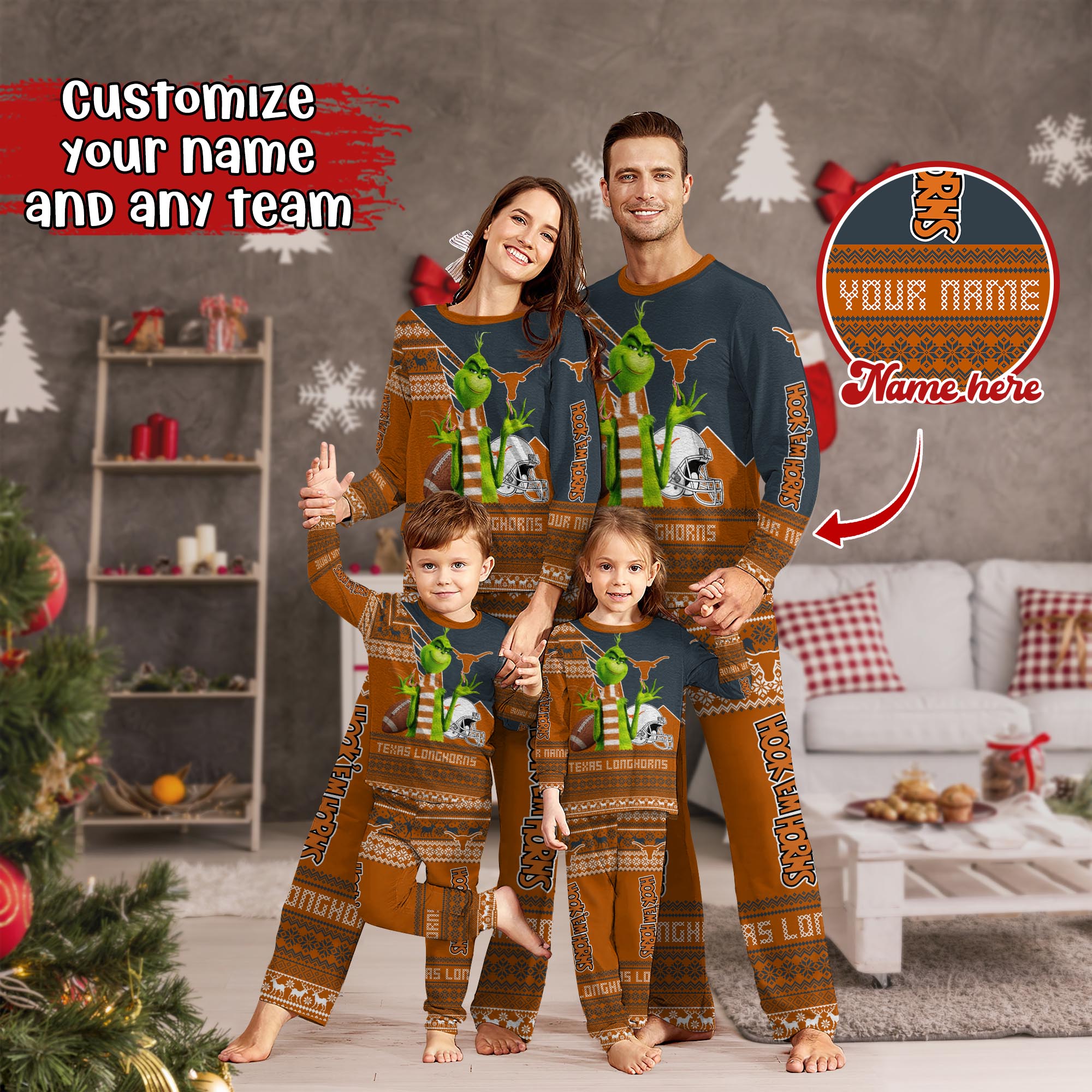 Texas Longhorns Xmas Pajamas For Sport Family, Custom Sport PJ For This Season NA44974