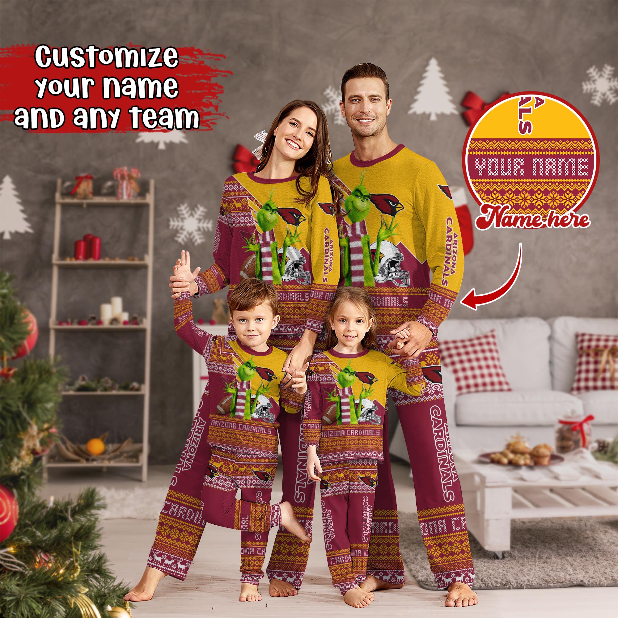 Arizona Cardinals Xmas Pajamas For Sport Family, Custom Sport PJ For This Season NA44974