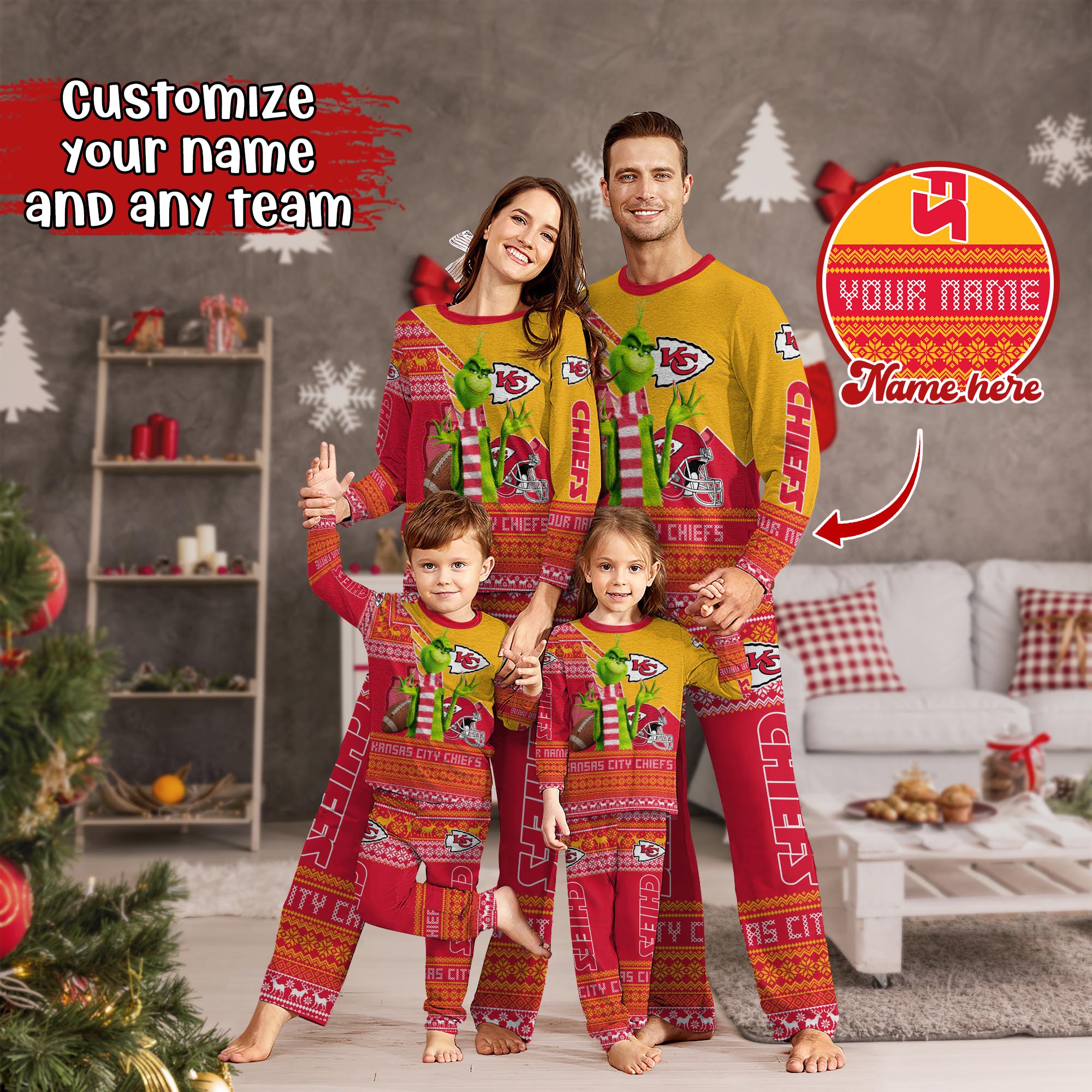 Kansas City Chiefs Xmas Pajamas For Sport Family, Custom Sport PJ For This Season NA44974