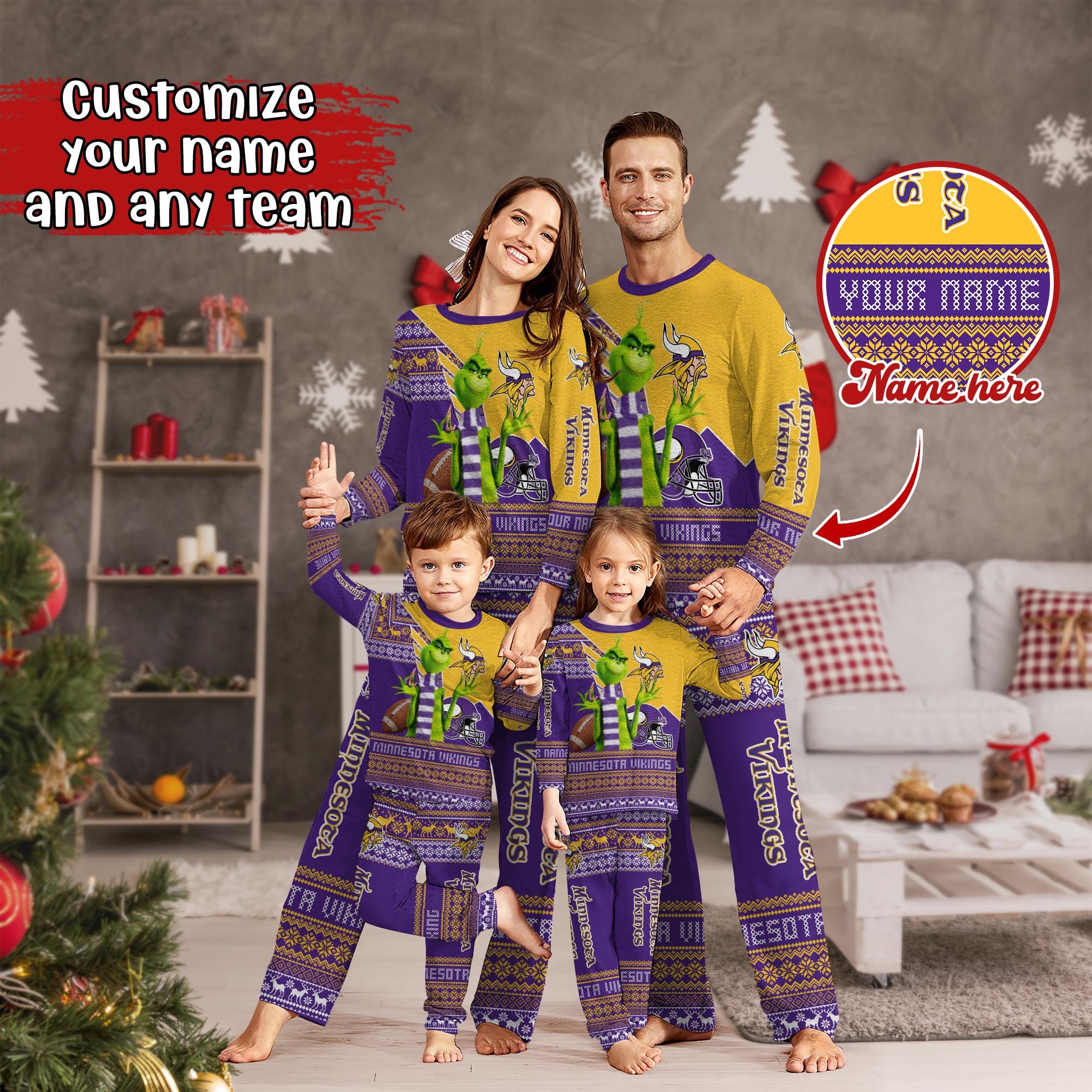 Minnesota Vikings Xmas Pajamas For Sport Family, Custom Sport PJ For This Season NA44974