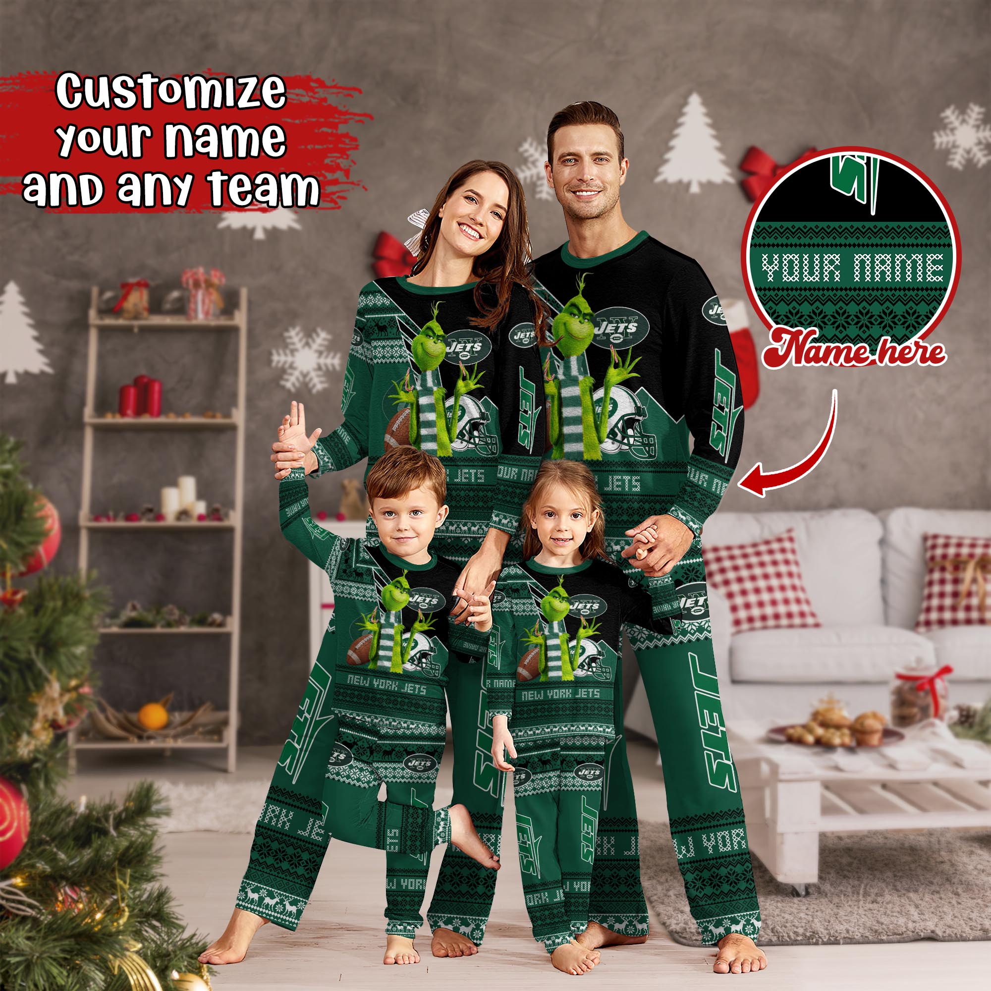 New York Jets Xmas Pajamas For Sport Family, Custom Sport PJ For This Season NA44974